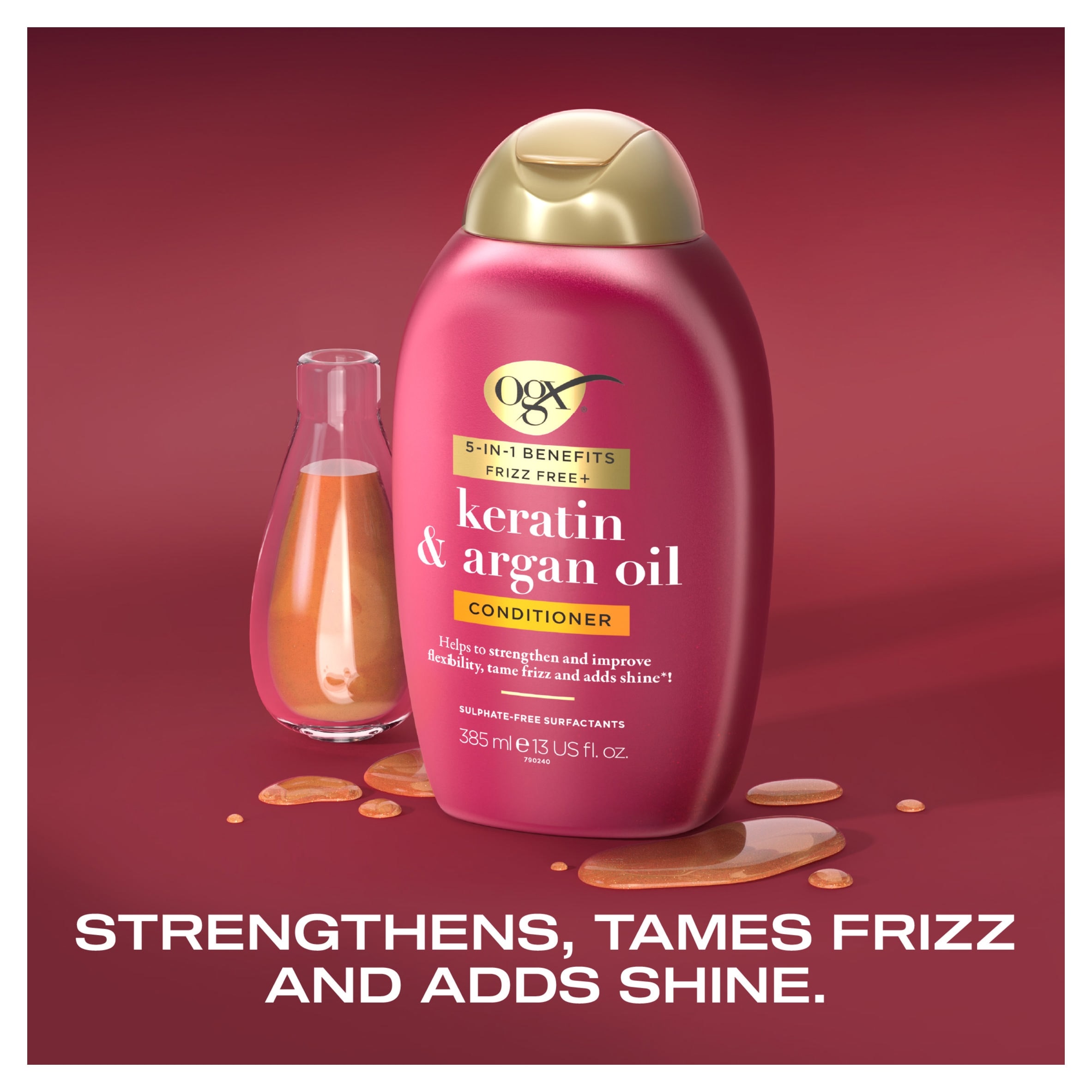 OGX Anti-Frizz Keratin Smoothing Oil Conditioner Sulphate Free 385ml thumbnail 2