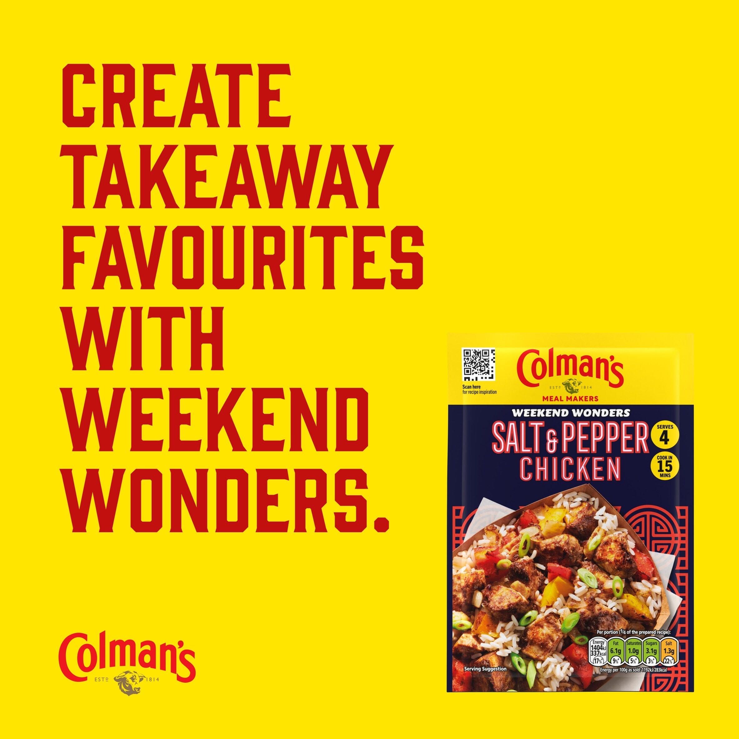 Colman's Weekend Wonders Salt & Pepper Chicken recipe Mix 23G thumbnail 3