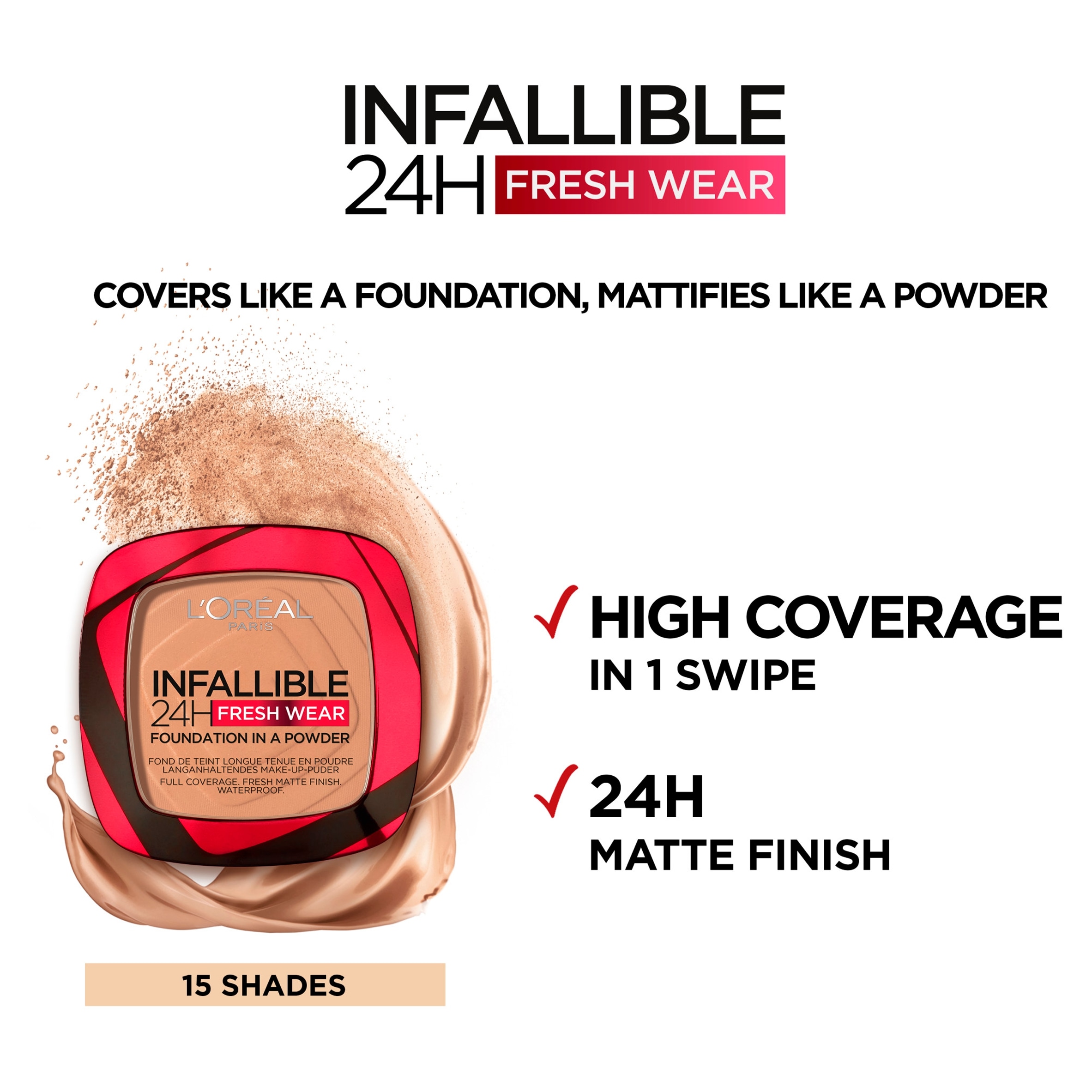 L'Oreal Infallible 24 Hour Foundation Powder Ivory 9G thumbnail 2