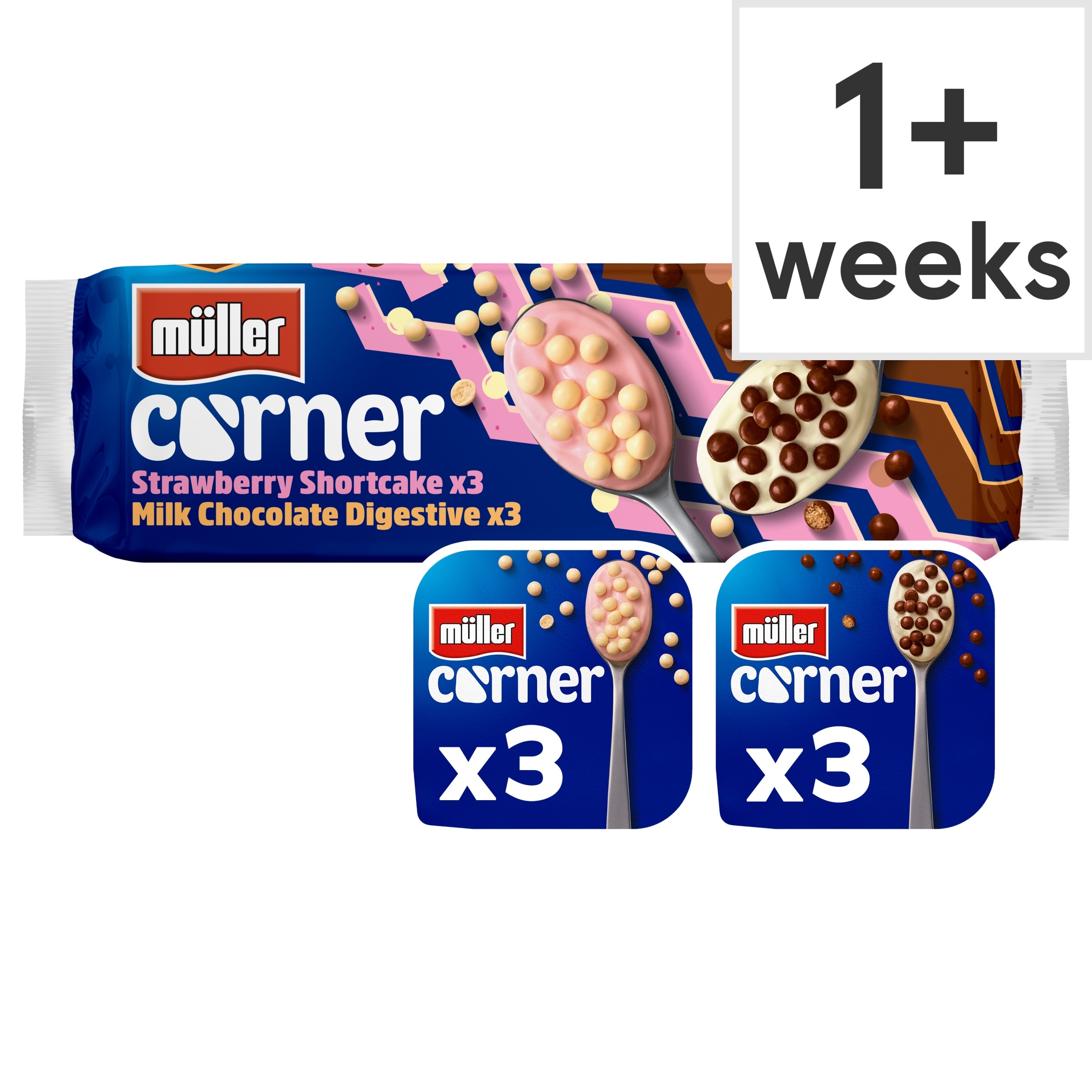 Muller Corner Chocolate Digestive & Strawberry Shortcake Yogurts