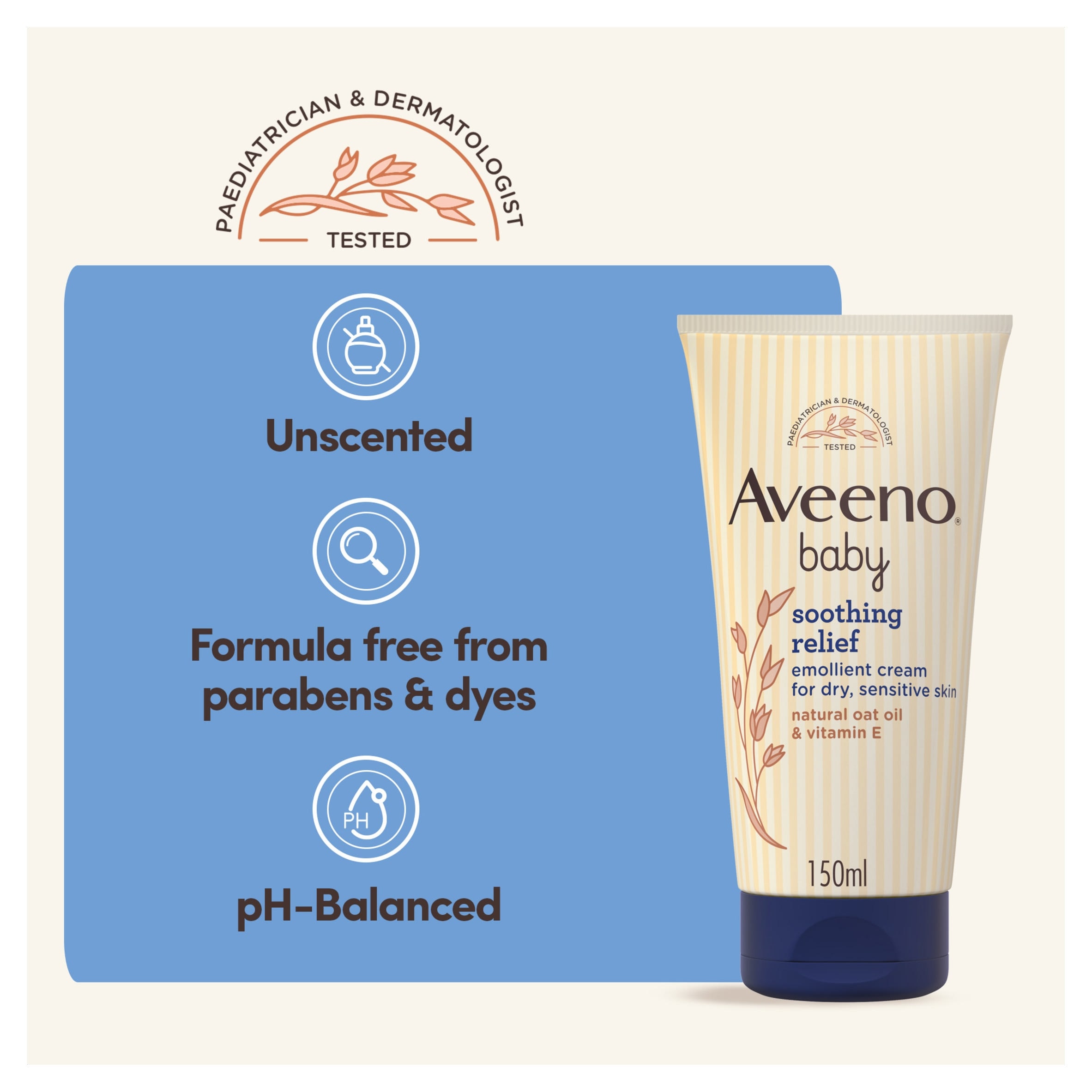 Aveeno Baby Soothing Relief Emollient Cream Baby Lotion Dry Skin 150ml thumbnail 4