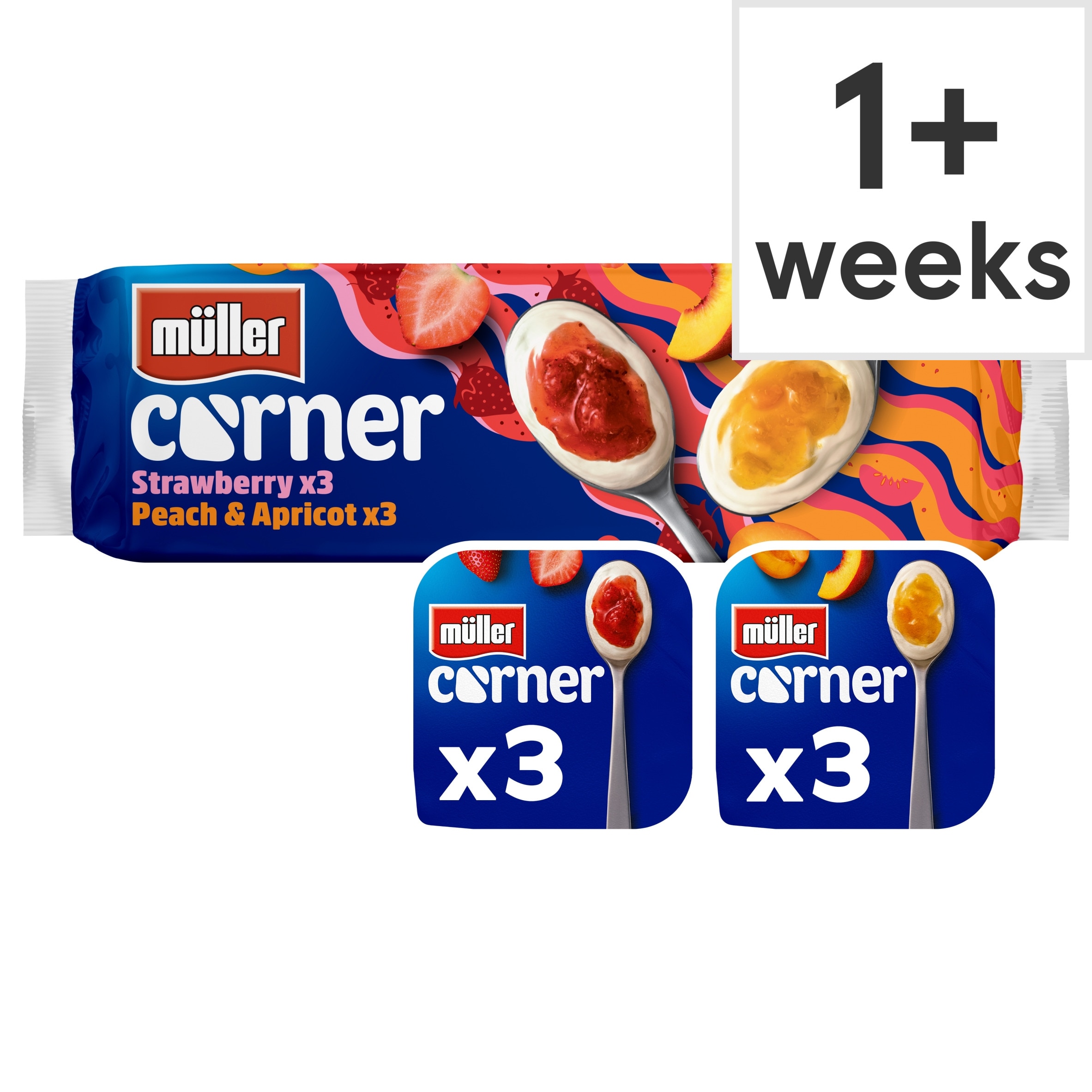 Muller Corner Strawberry and Peach & Apricot Yogurts