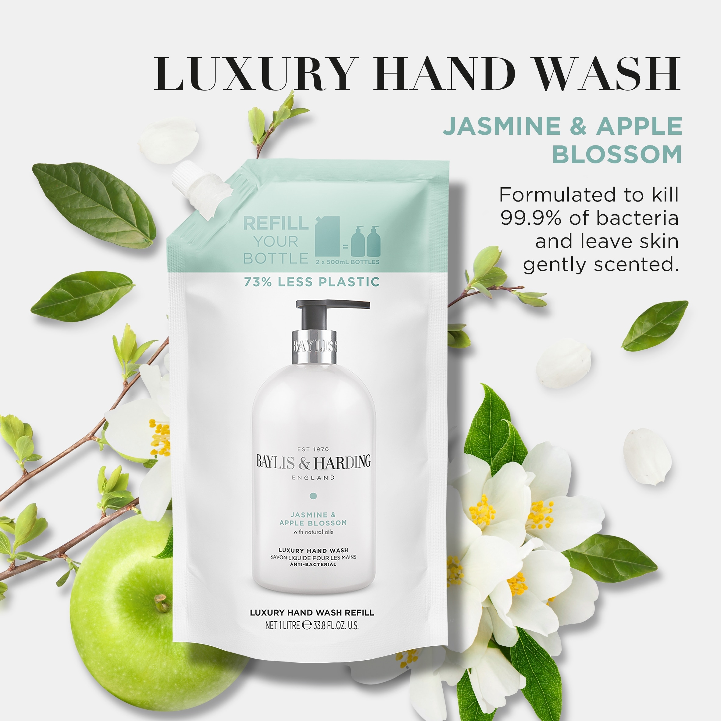 Baylis & Harding Jasmine & Apple Blossom Handwash Refill 1 Litre thumbnail 3