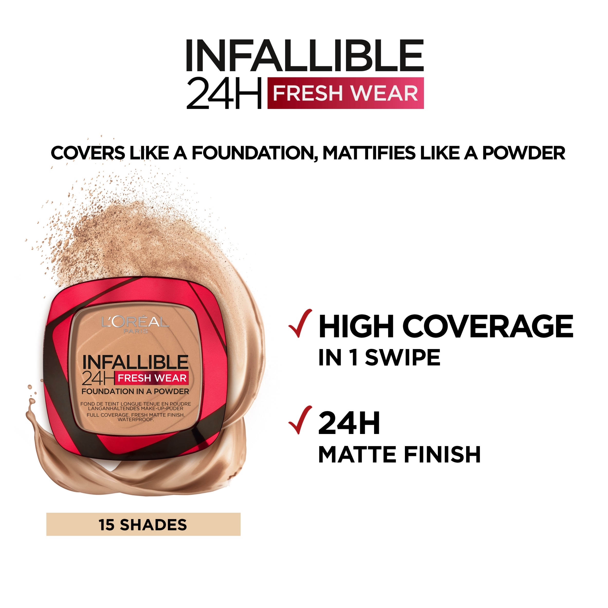 L'Oreal Infallible 24 Hour Foundation Powder Golden Beige 9G thumbnail 3
