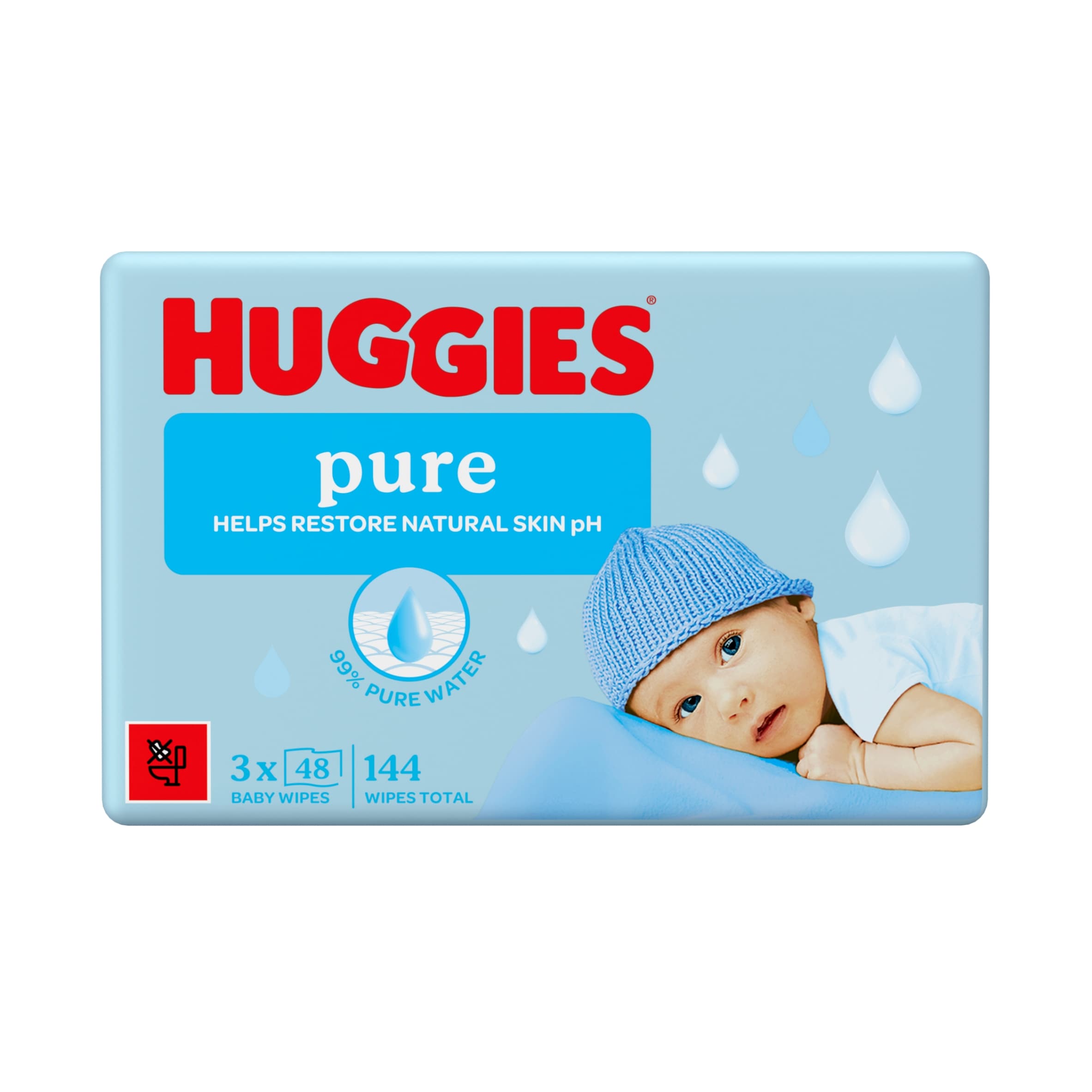 Huggies Pure 0% Plastic Baby Wipes 3x48 144 Wipes