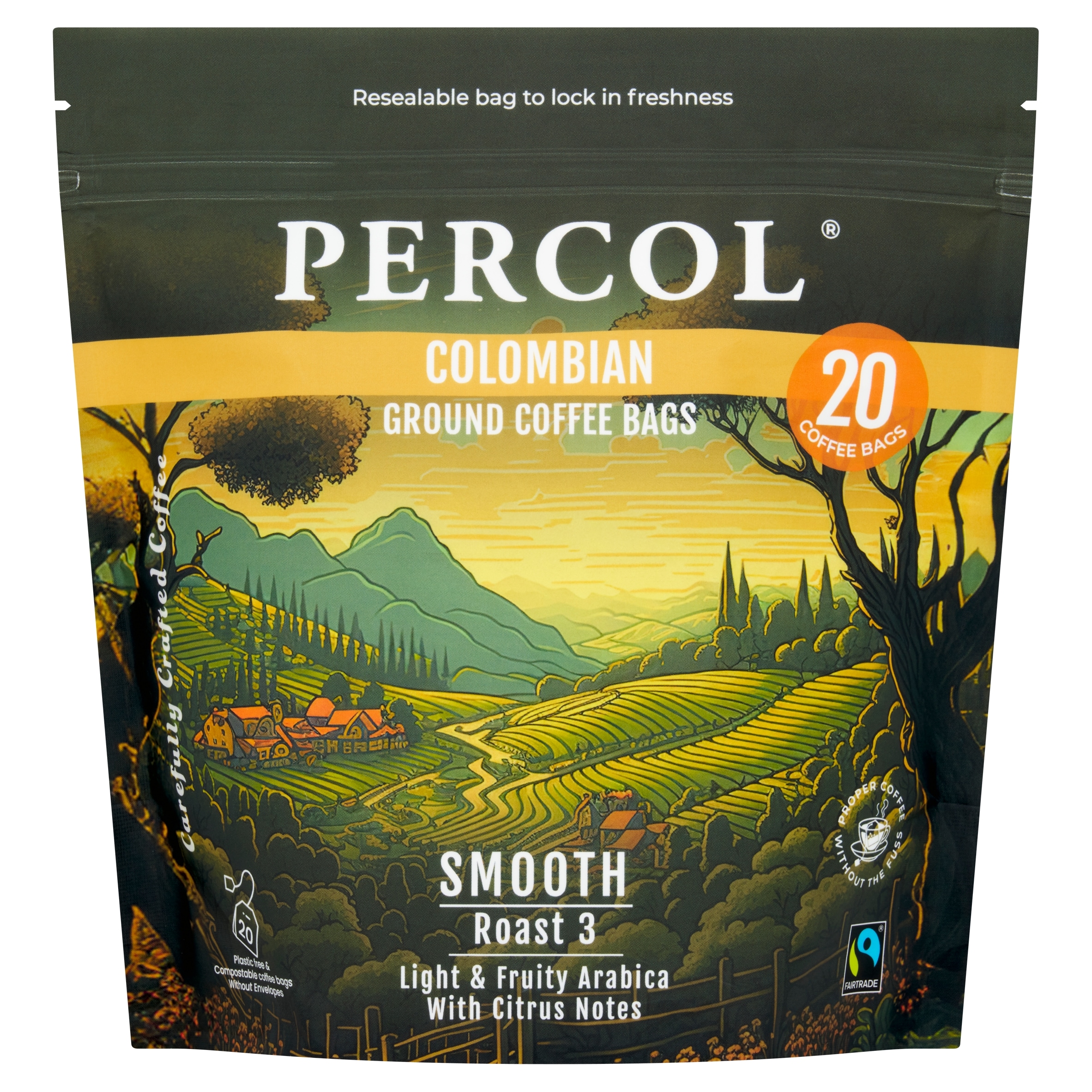 Percol Colombian Fairtrade Coffee Bags 20 Pack