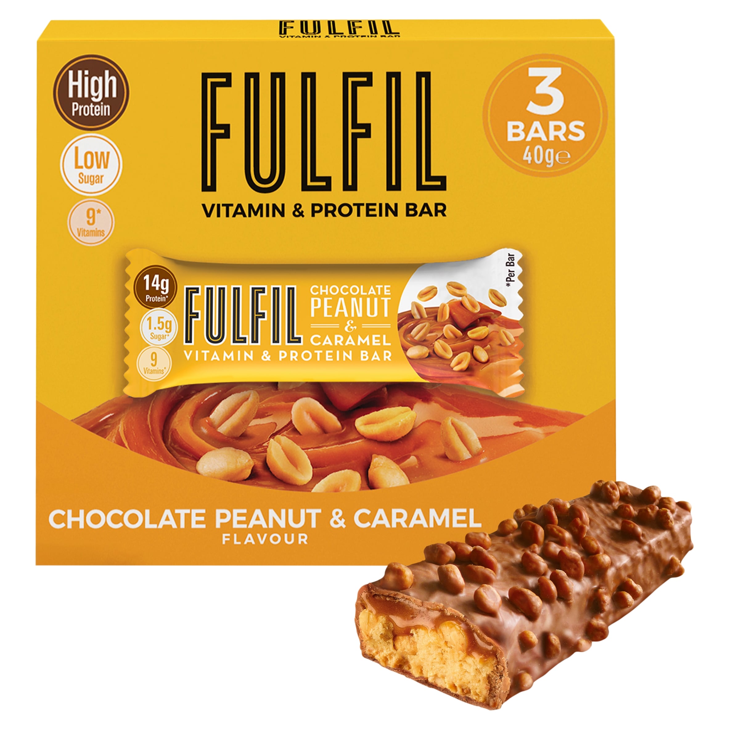 Fulfil Chocolate Peanut And Caramel Bar 3 X 40G
