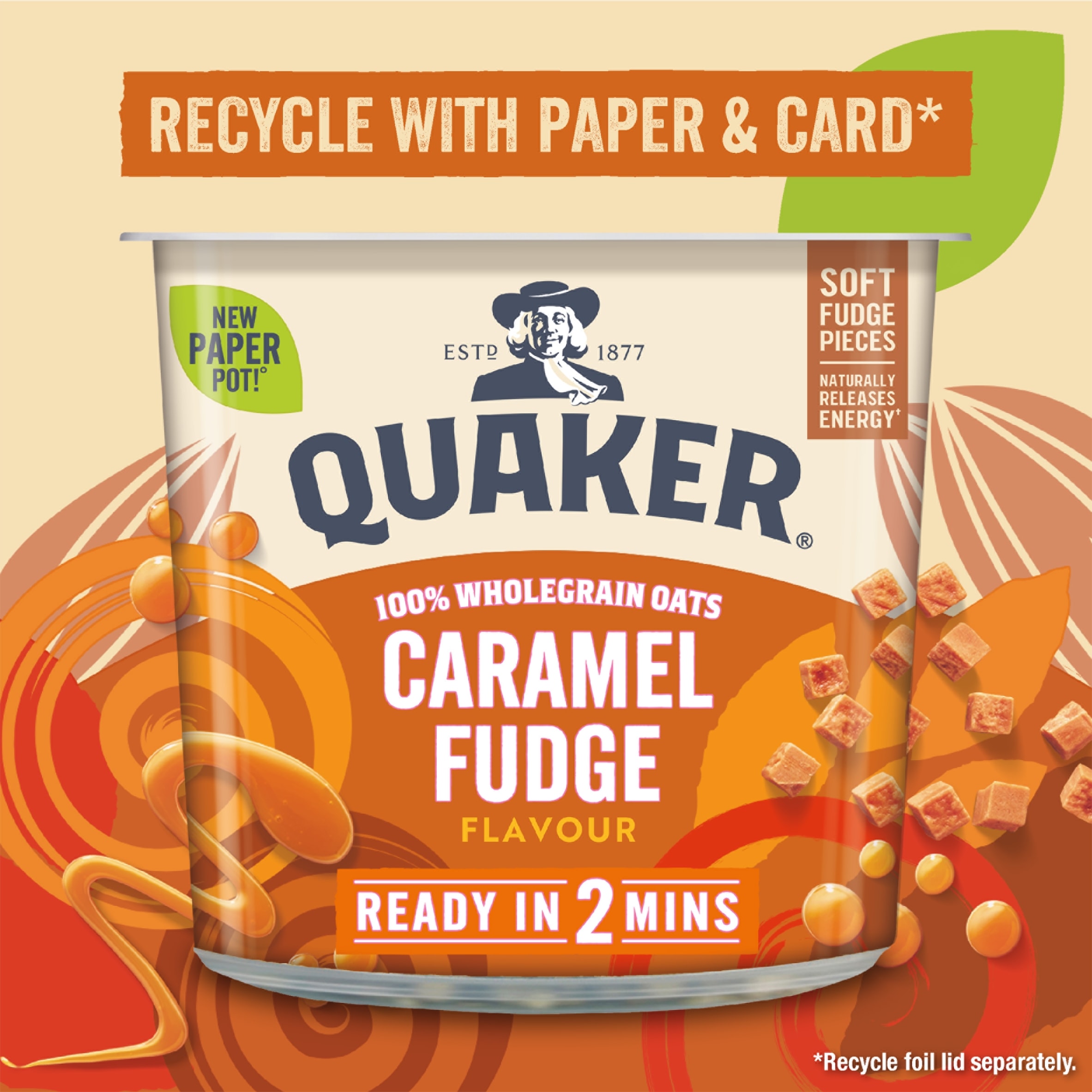 Quaker Caramel Fudge Porridge Pot 58G thumbnail 2