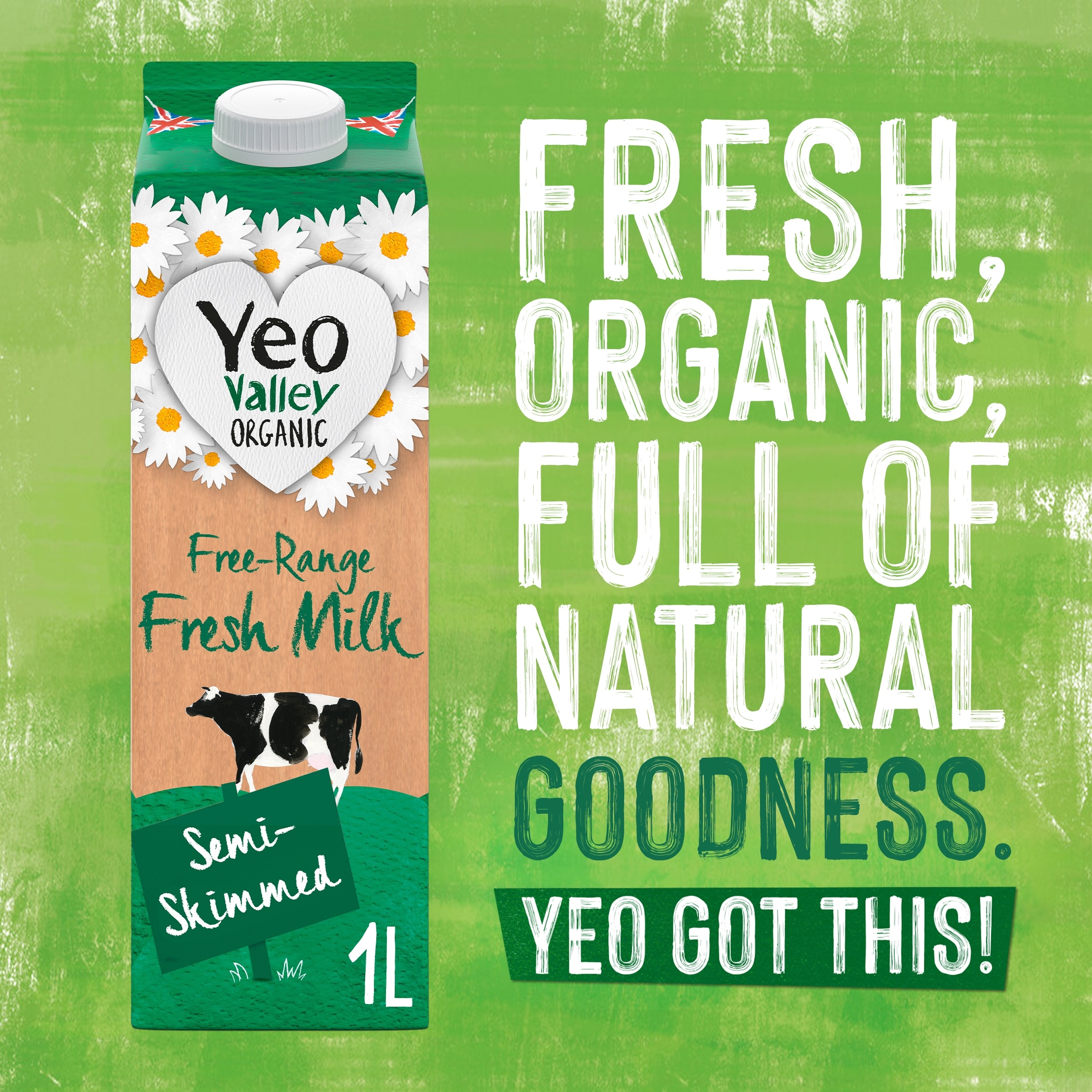 Yeo Valley Organic Semi-Skimmed Fresh Milk 1L thumbnail 2