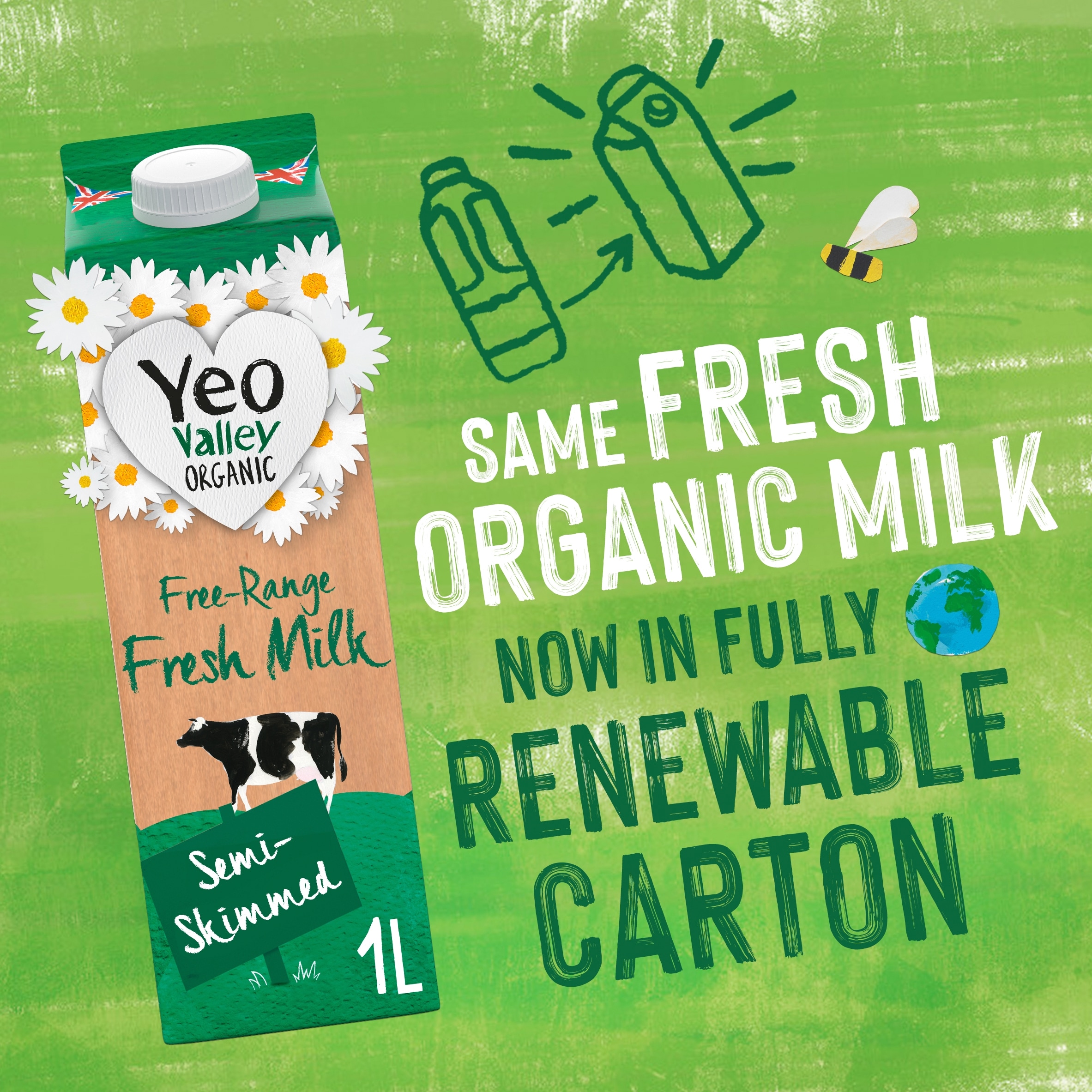 Yeo Valley Organic Semi-Skimmed Fresh Milk 1L thumbnail 4