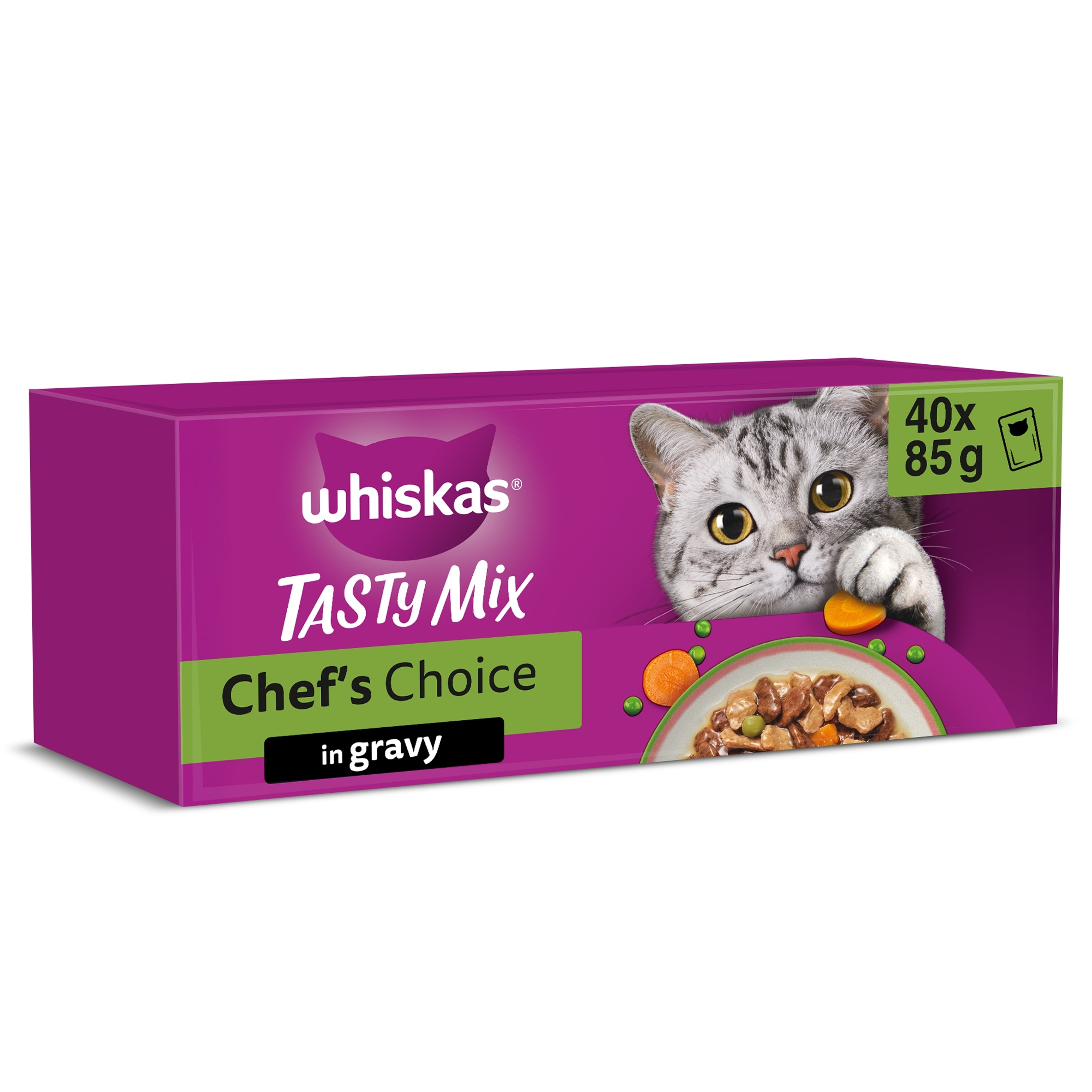 Whiskas 1+ Tasty Mix Chef's Choice Adult Wet Cat Food Pouches in Gravy