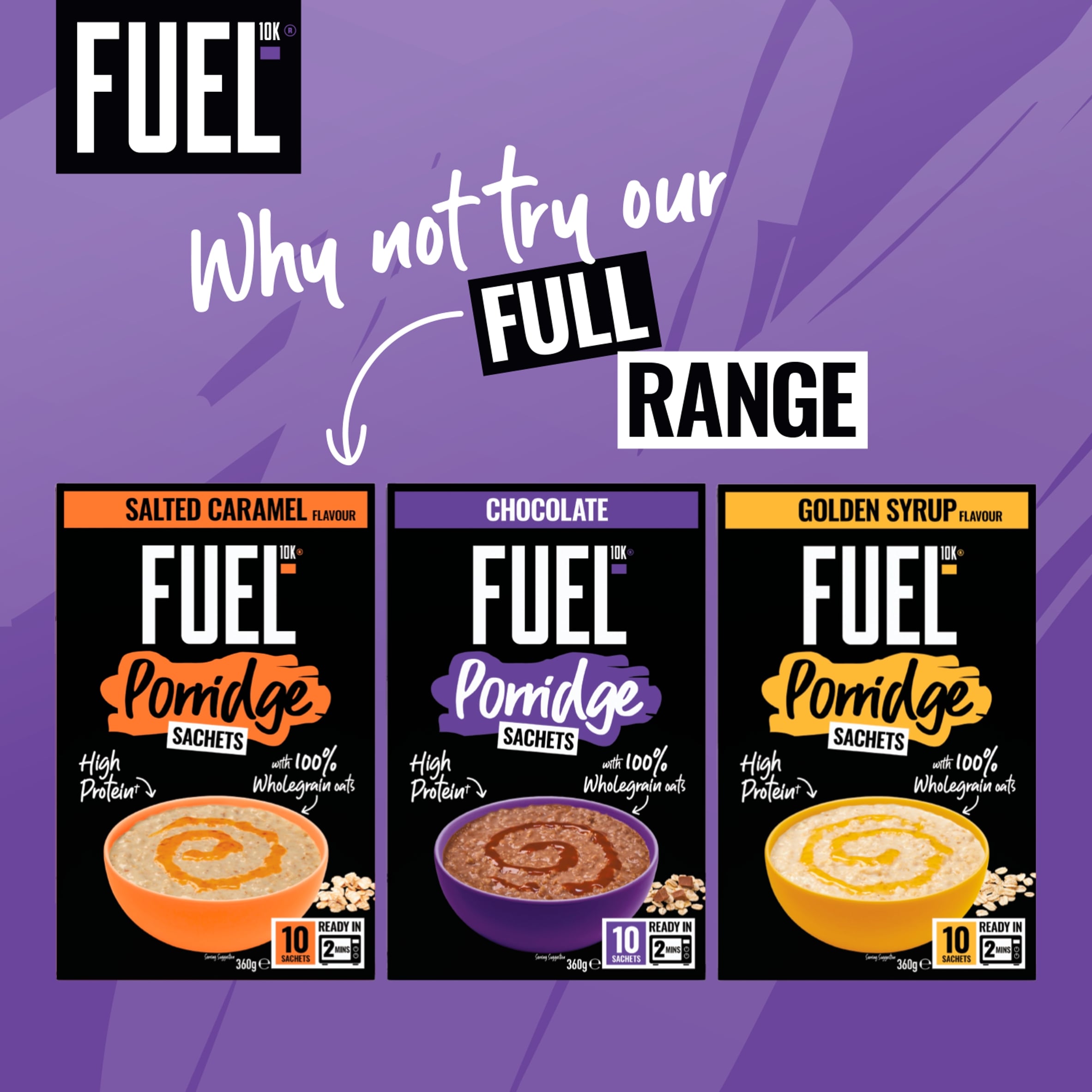 FUEL10K Chocolate Protein Porridge Oat Cereal Sachets 10x36g thumbnail 4