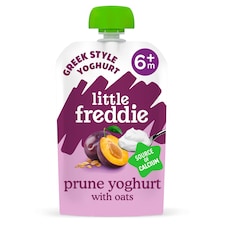 Little Freddie Organic Prune Greek Style Yoghurt with Oats Baby Food Pouch 6+ Months 100g