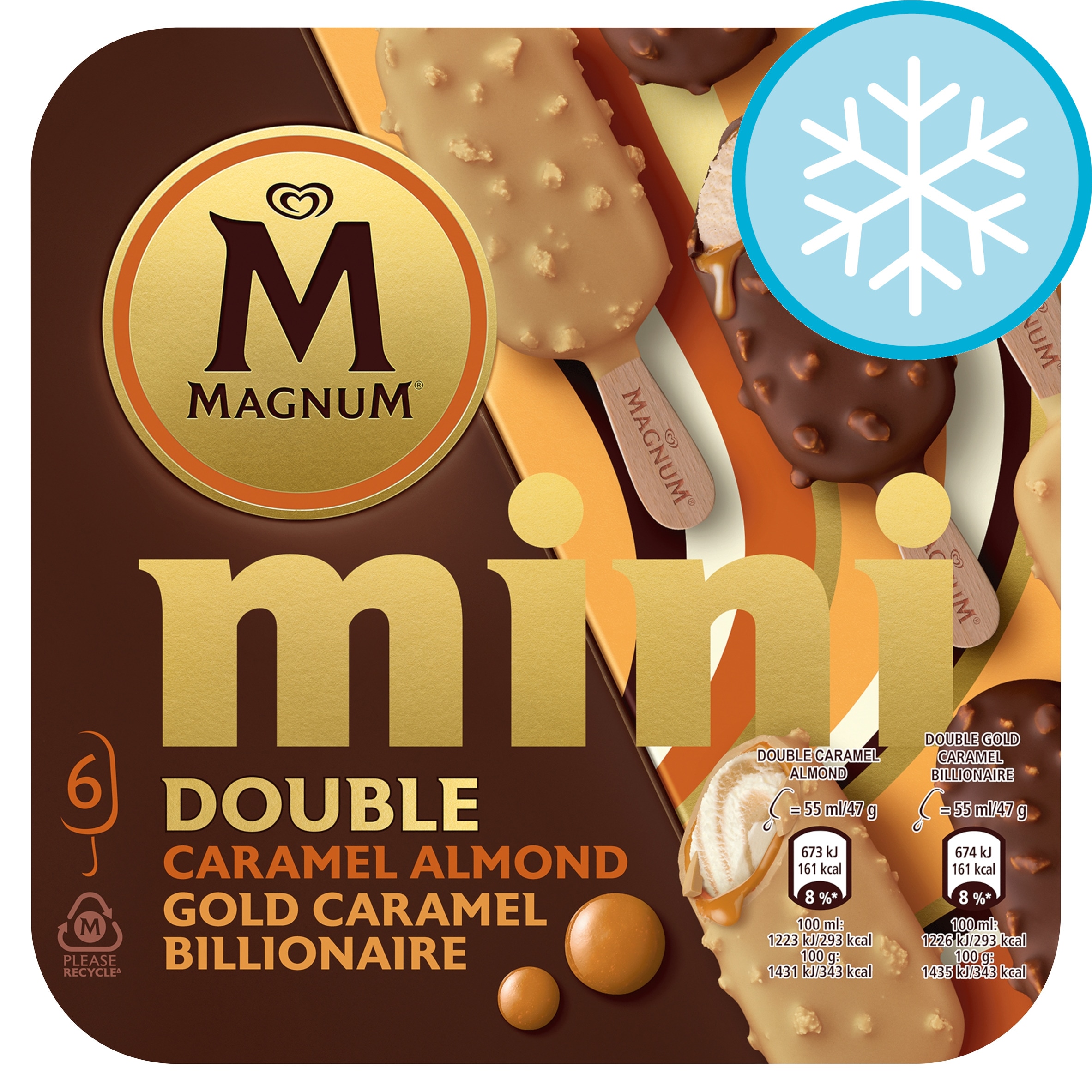 Magnum Mini Double Caramel Almond & Gold Caramel Billionaire Ice Cream
