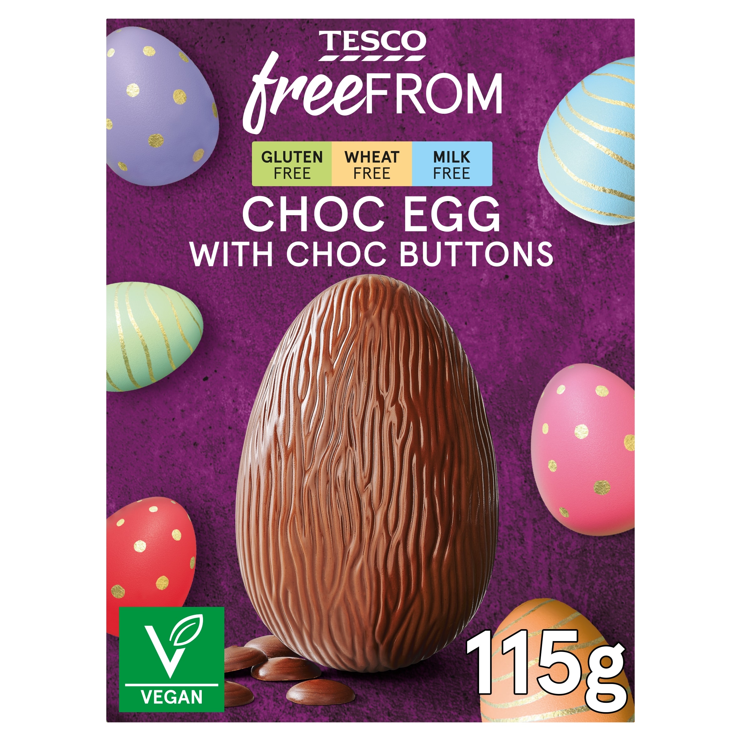 Tesco Free From Chocolate Egg With Buttons 115G