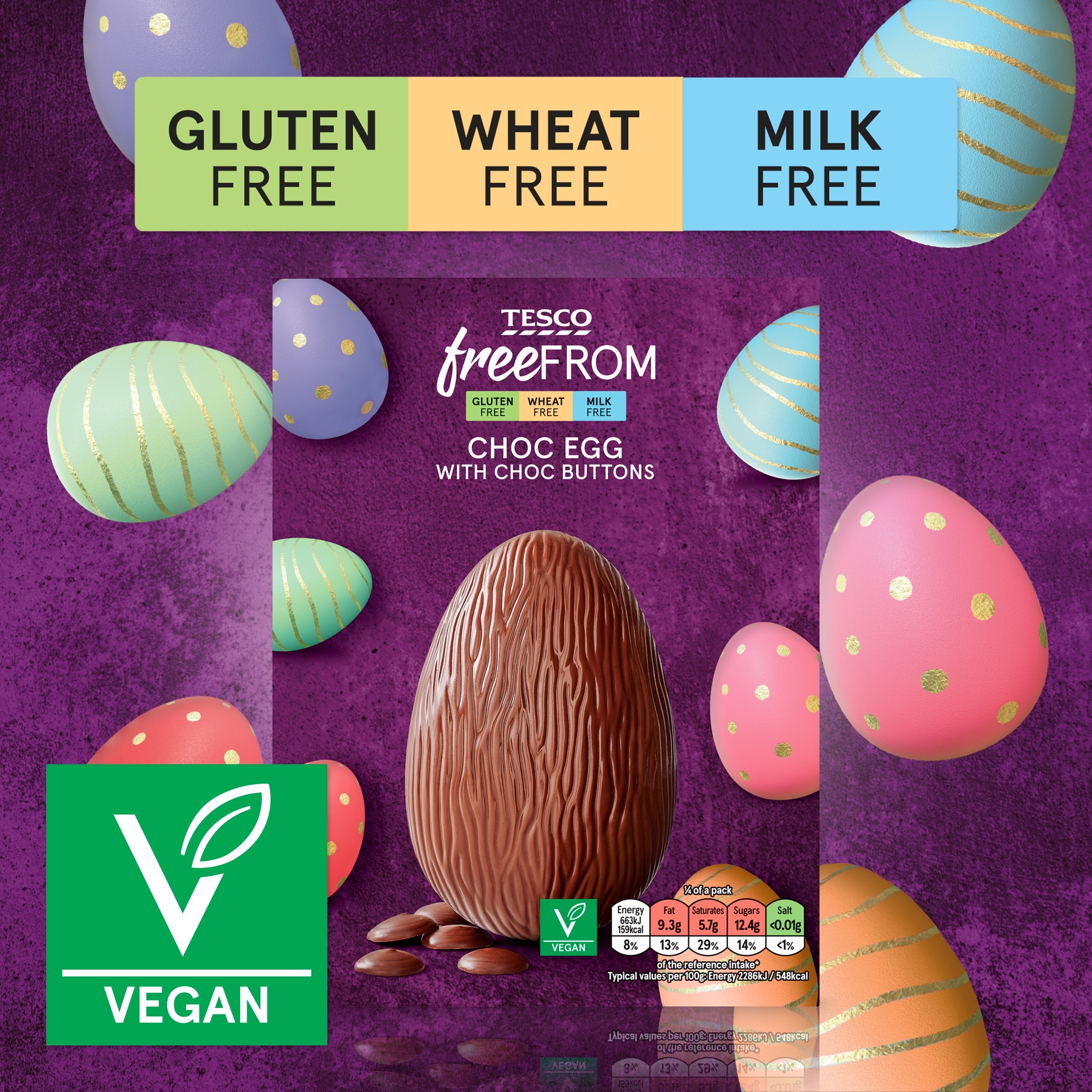 Tesco Free From Chocolate Egg With Buttons 115G thumbnail 2