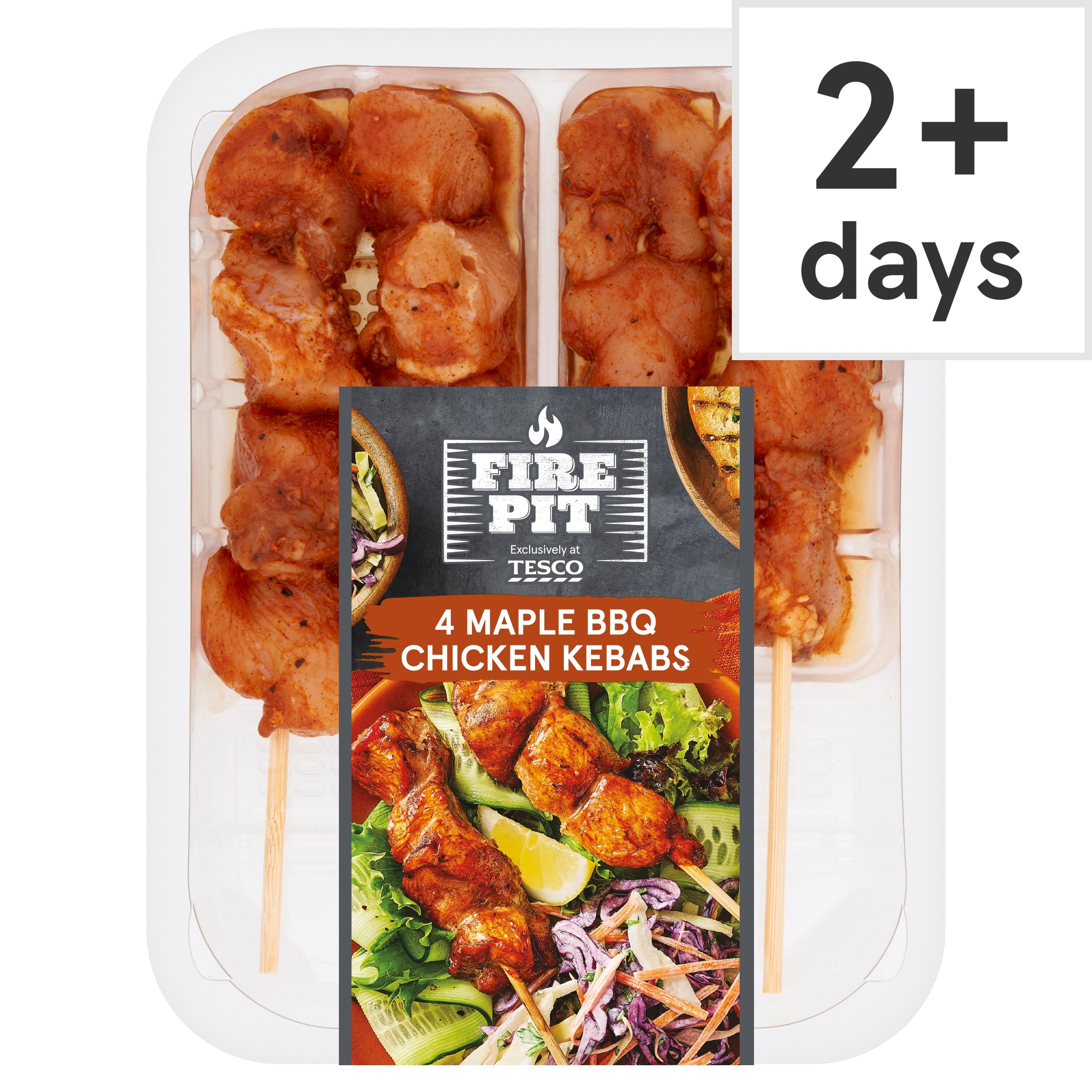 Tesco Fire Pit 4 Maple Bbq Chicken Kebabs 260G