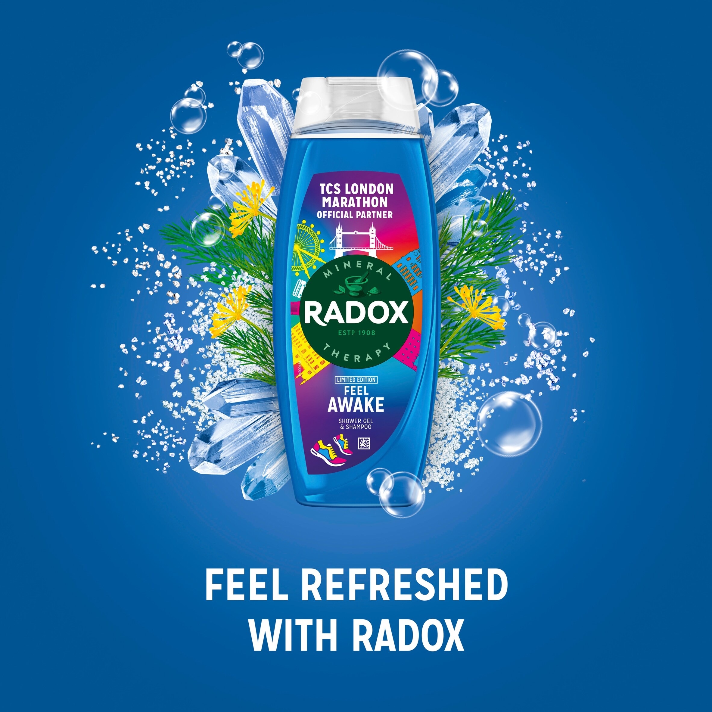 Radox Sea Minerals Feel Awake 2-in-1 Shower Gel Body Wash Shampoo 450ml thumbnail 2