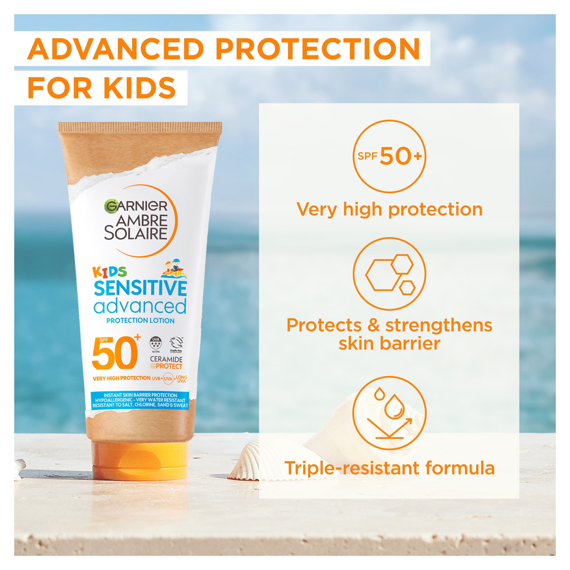 Garnier Ambre Solaire Kids Sensitive Advanced Lotion Spf50+ 175Ml thumbnail 2