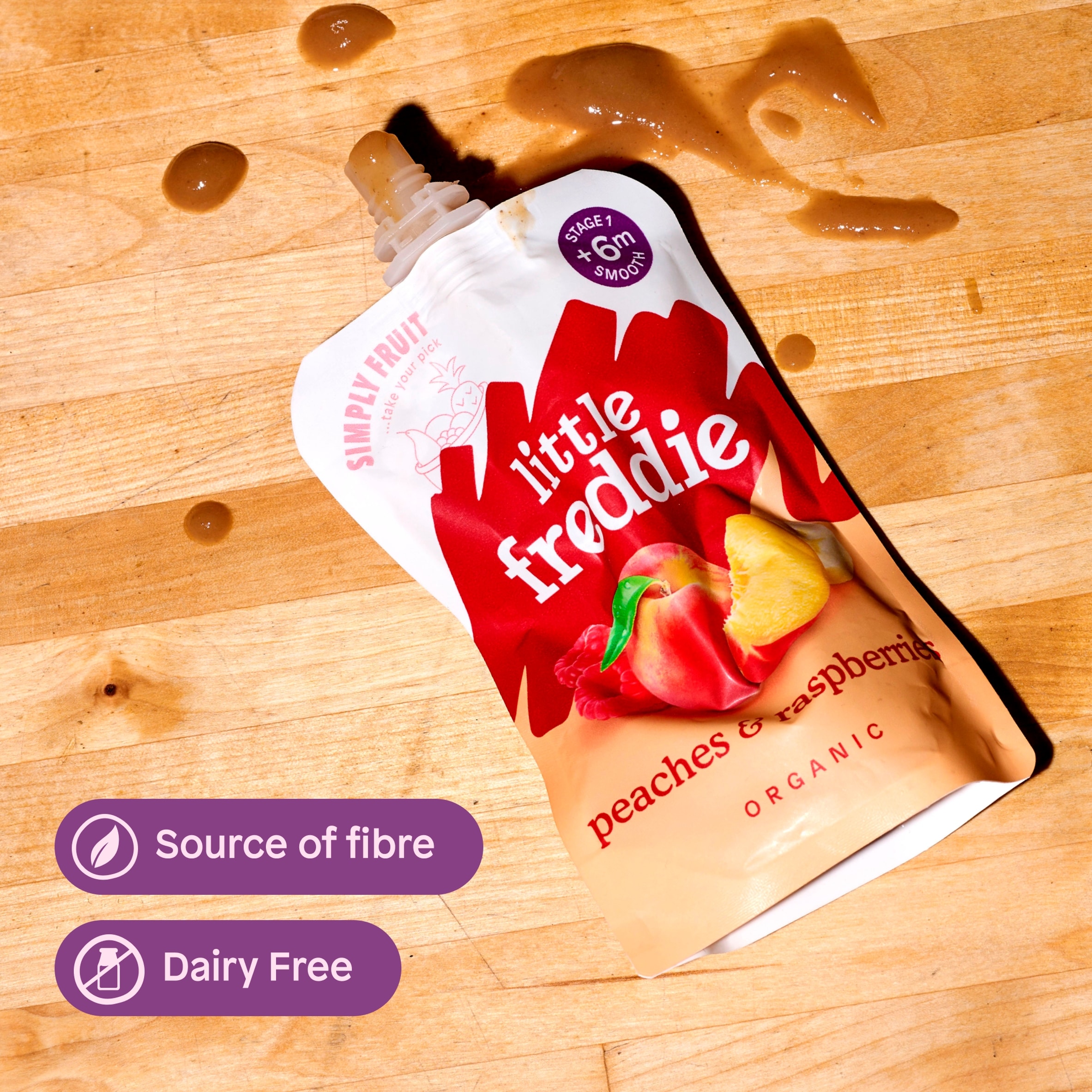 Little Freddie Organic Peaches & Raspberries Baby Food Pouch 6+ Months 100g thumbnail 5