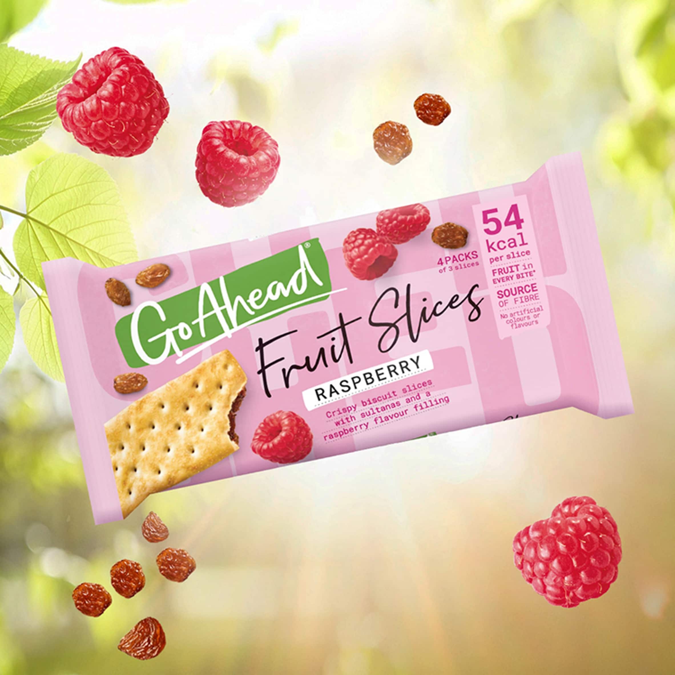 Go Ahead Raspberry Crispy Fruit Slices Snack Bars Multipack 4 x 43.6g thumbnail 3