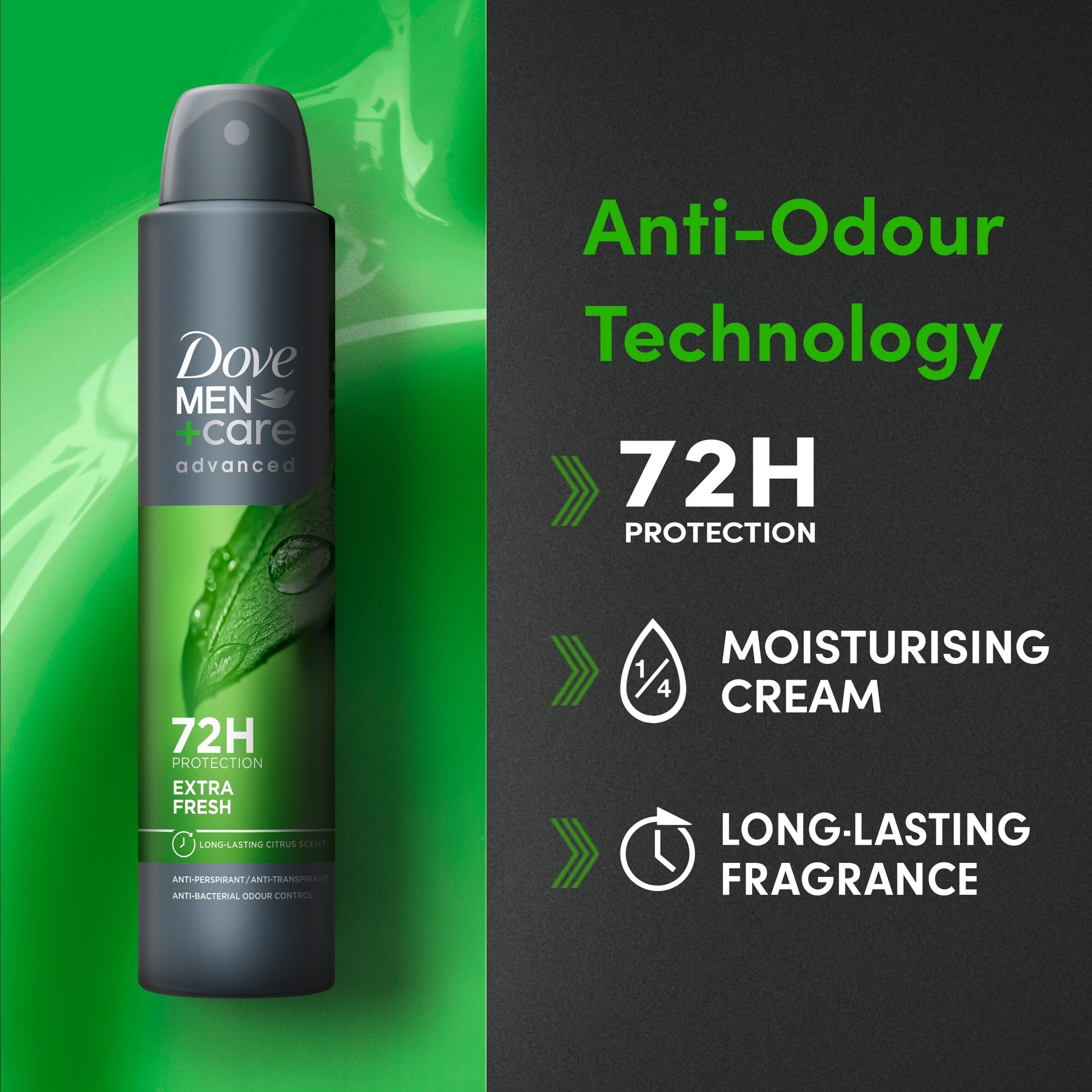 Dove Men+Care Extra Fresh 72h Antiperspirant Deodorant 200ml thumbnail 2