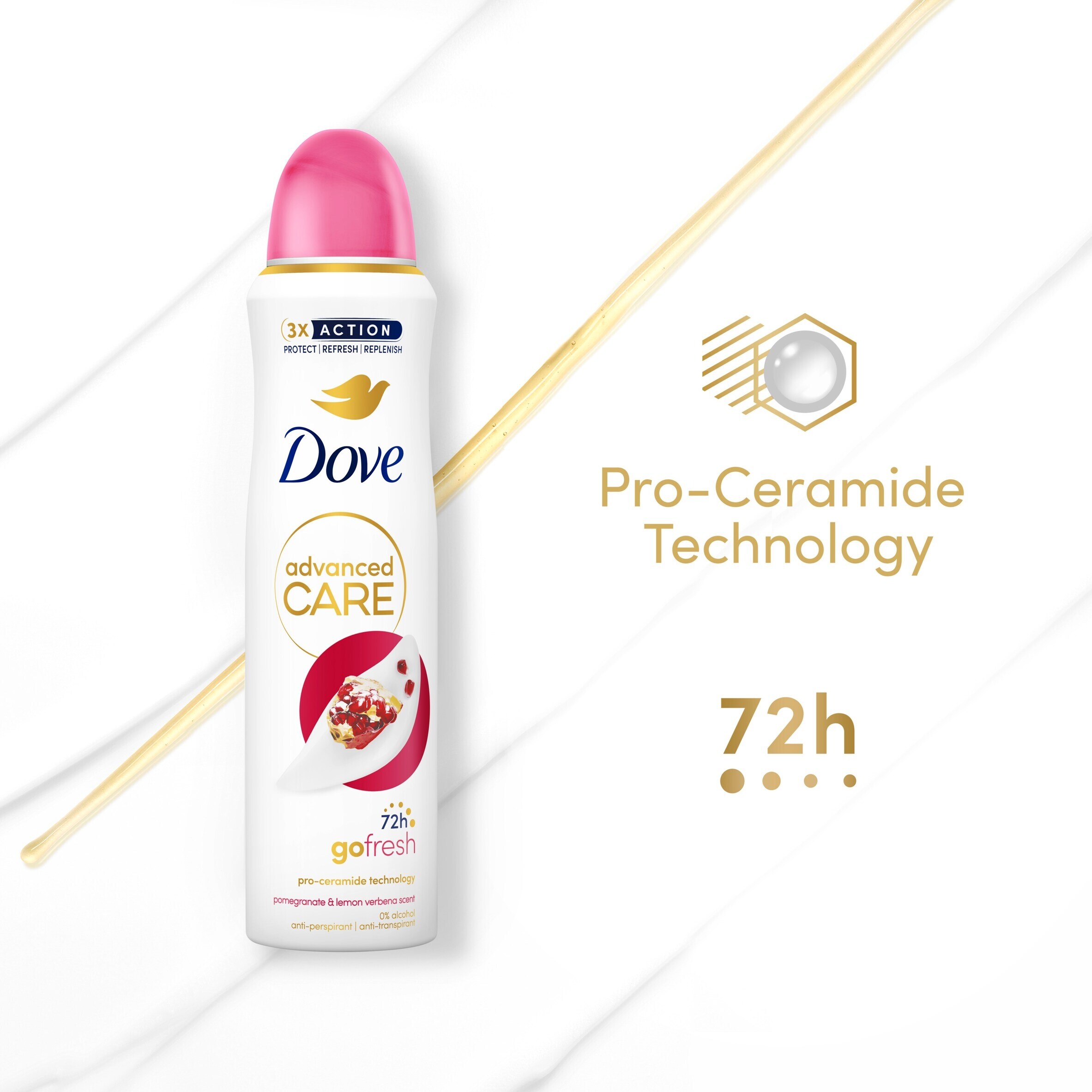 Dove Advanced Care Go Fresh Pomegranate 72h Antiperspirant Deodorant 150ml thumbnail 3