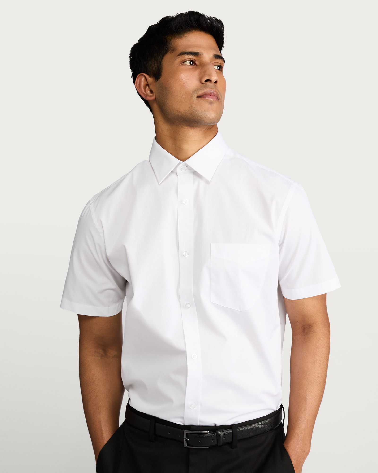F&F Regular Fit Short Sleeved Easy Iron Shirt in White