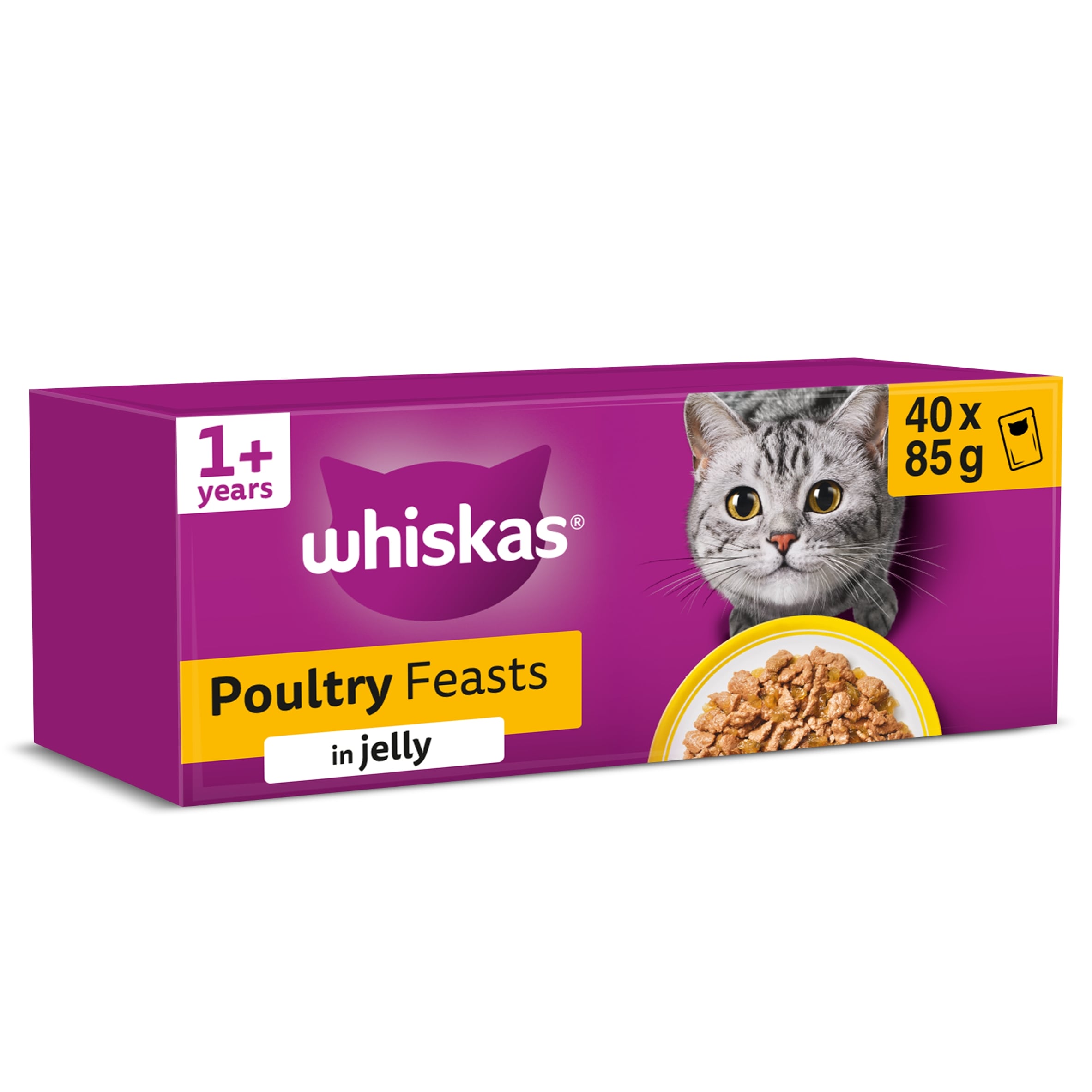 Whiskas 1+ Poultry Feasts Adult Wet Cat Food Pouches in Jelly