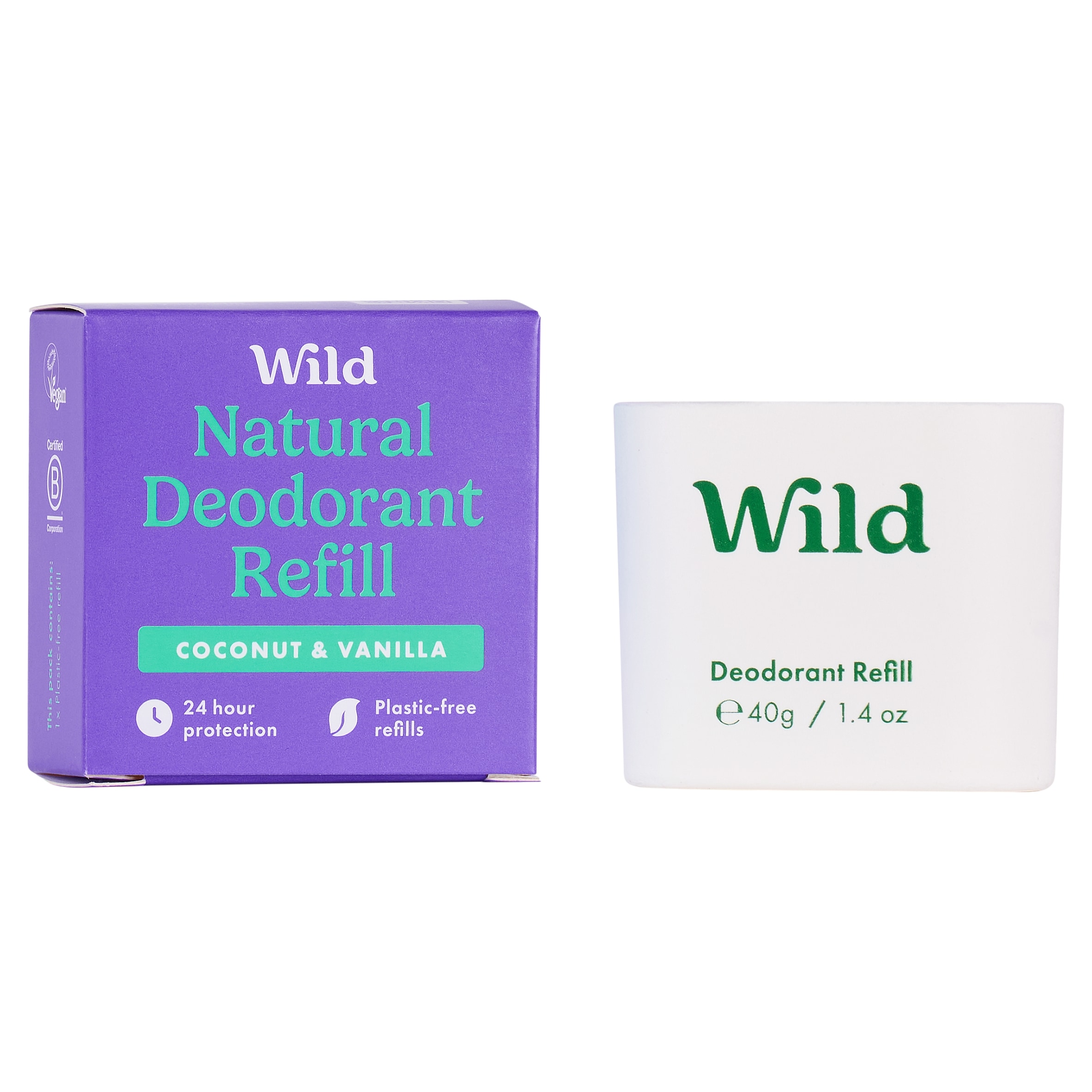 Wild Natural Deodorant Refill - Coconut & Vanilla 40g thumbnail 2