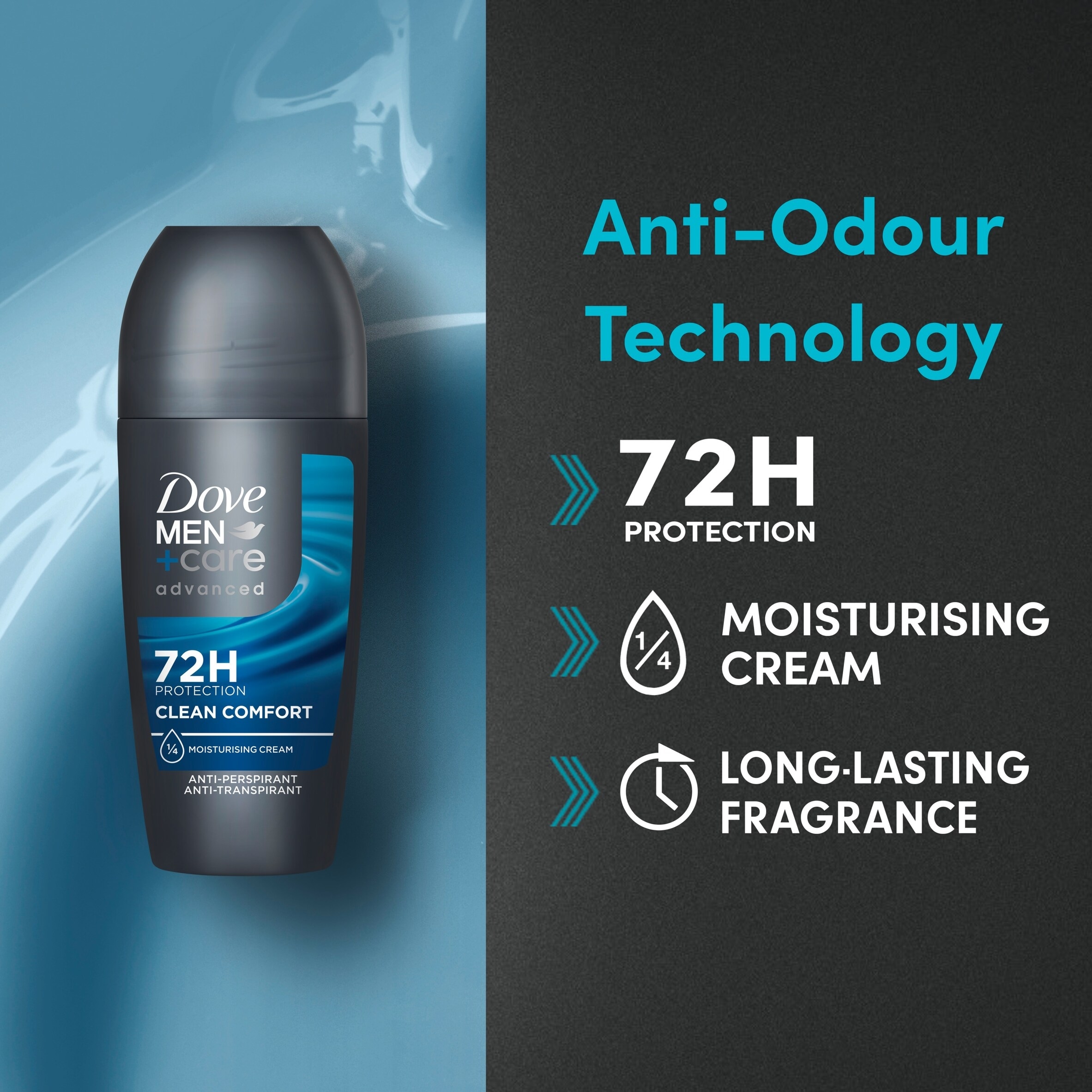 Dove Men+Care Clean Comfort 72h Roll-On Antiperspirant Deodorant 50ml thumbnail 5