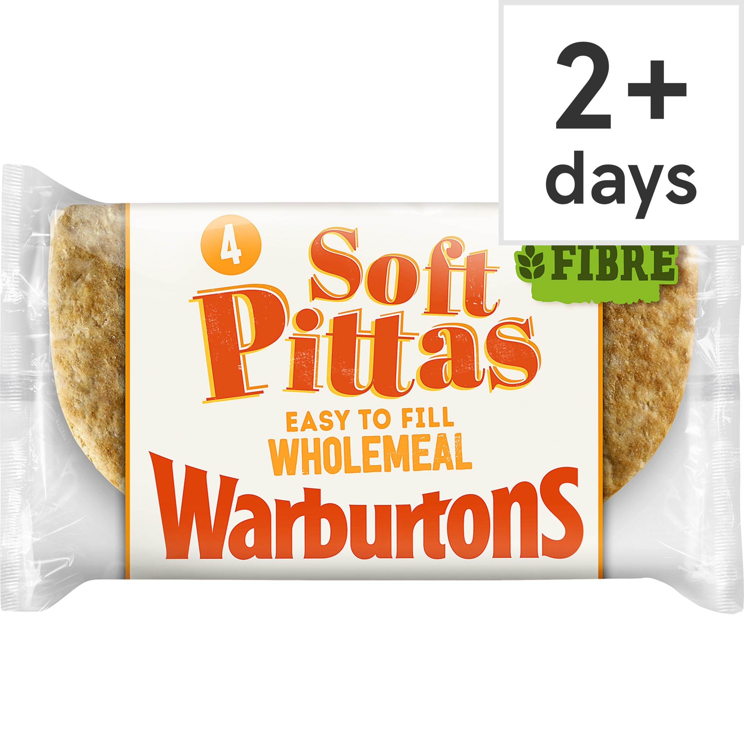 Warburtons 4 Soft Wholemeal Pittas