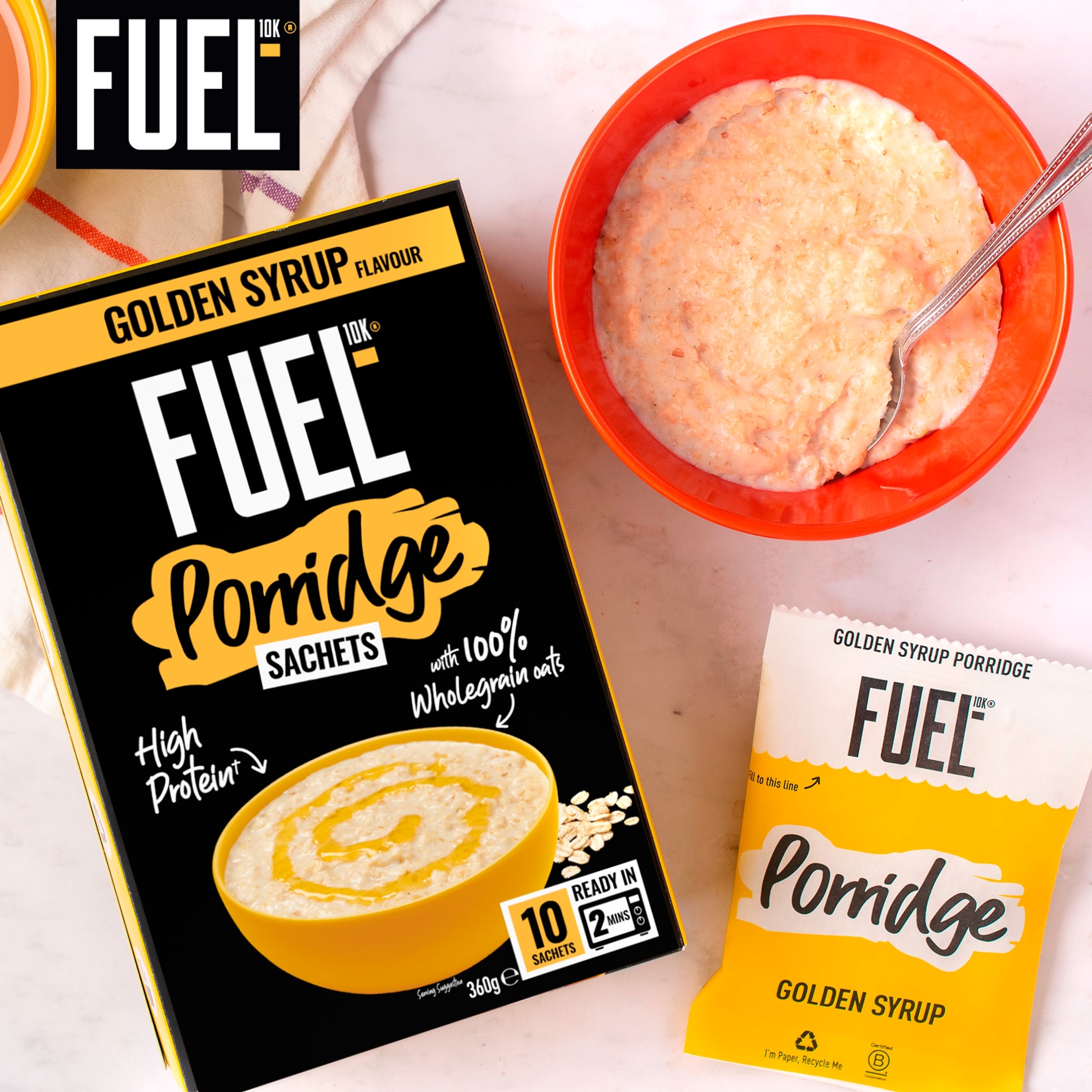 FUEL10K Golden Syrup Protein Porridge Oat Cereal Sachets  10x36g thumbnail 3