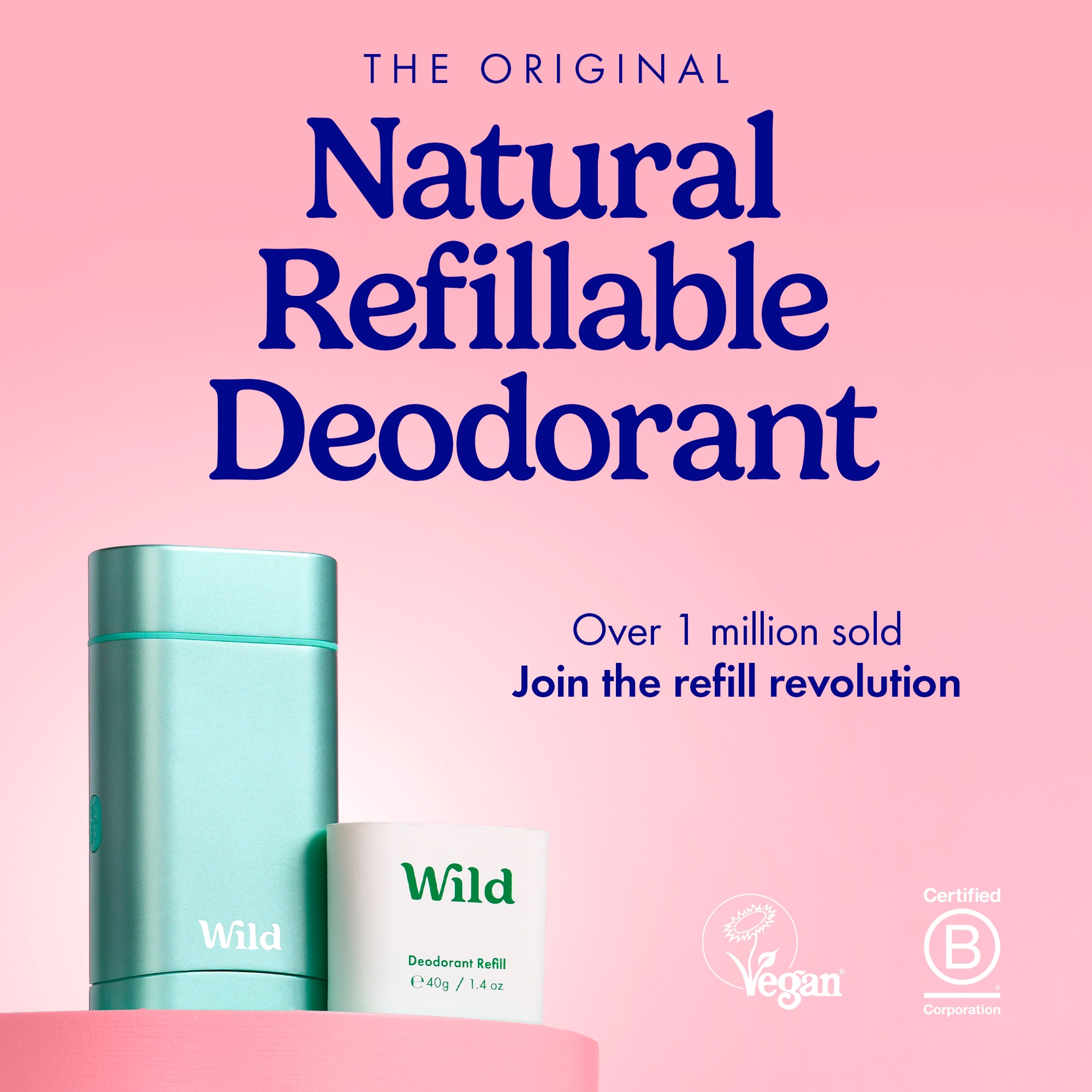 Wild Natural Deodorant Refill - Fresh Cotton & Sea Salt 40g thumbnail 3