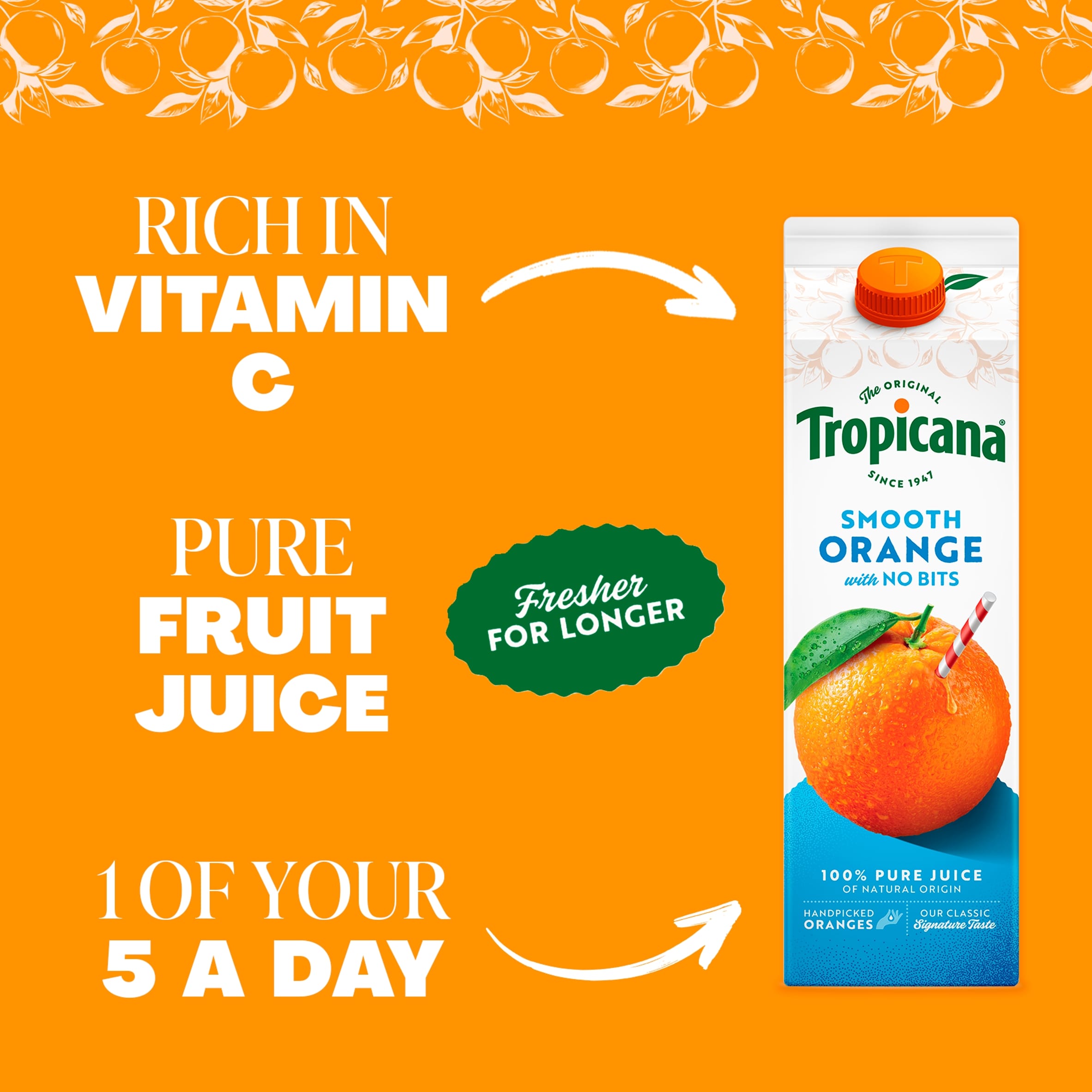 Tropicana Long Life Smooth Orange Fruit Juice 850Ml thumbnail 3
