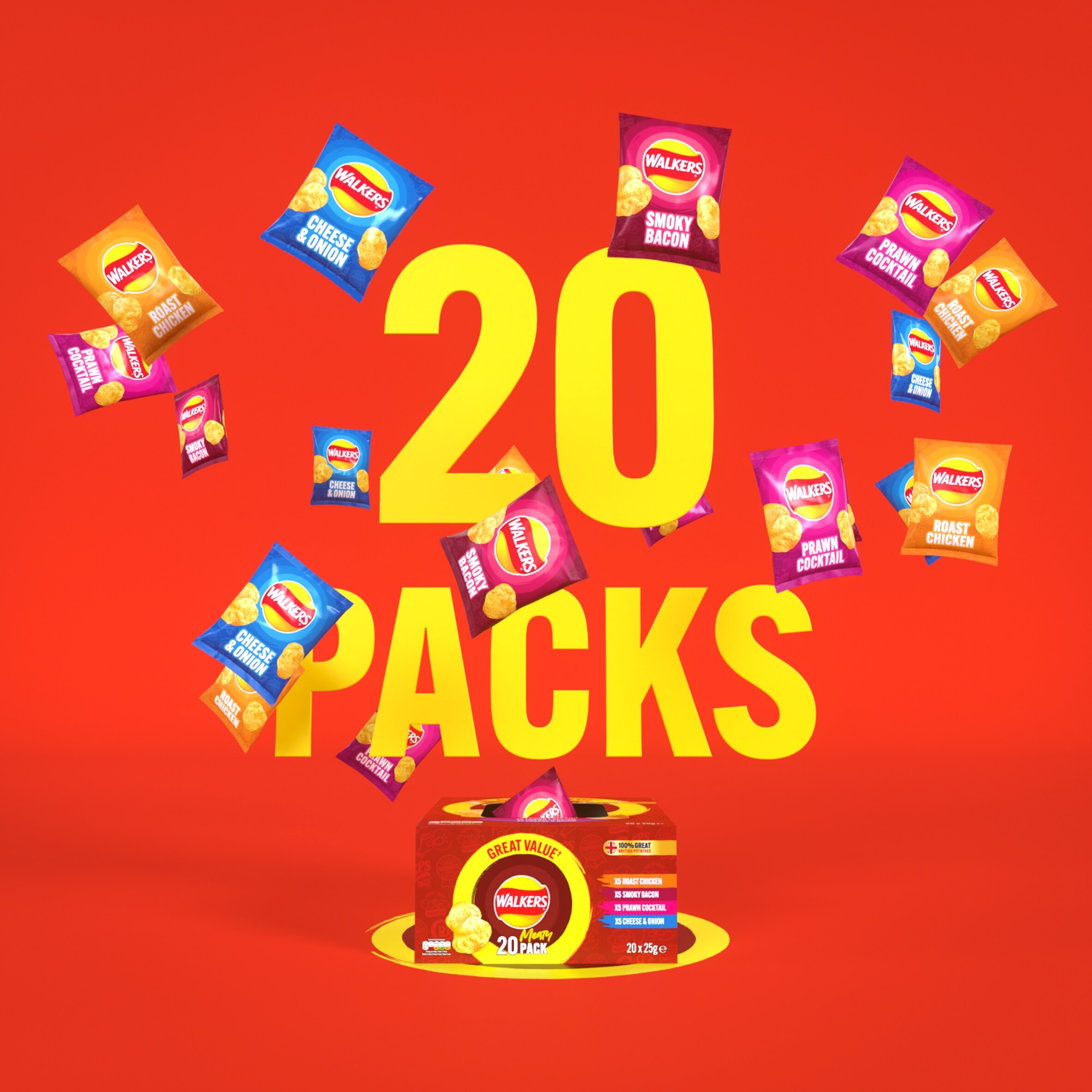 Walkers Meaty Variety Multipack Crisps Box 20x25g thumbnail 2