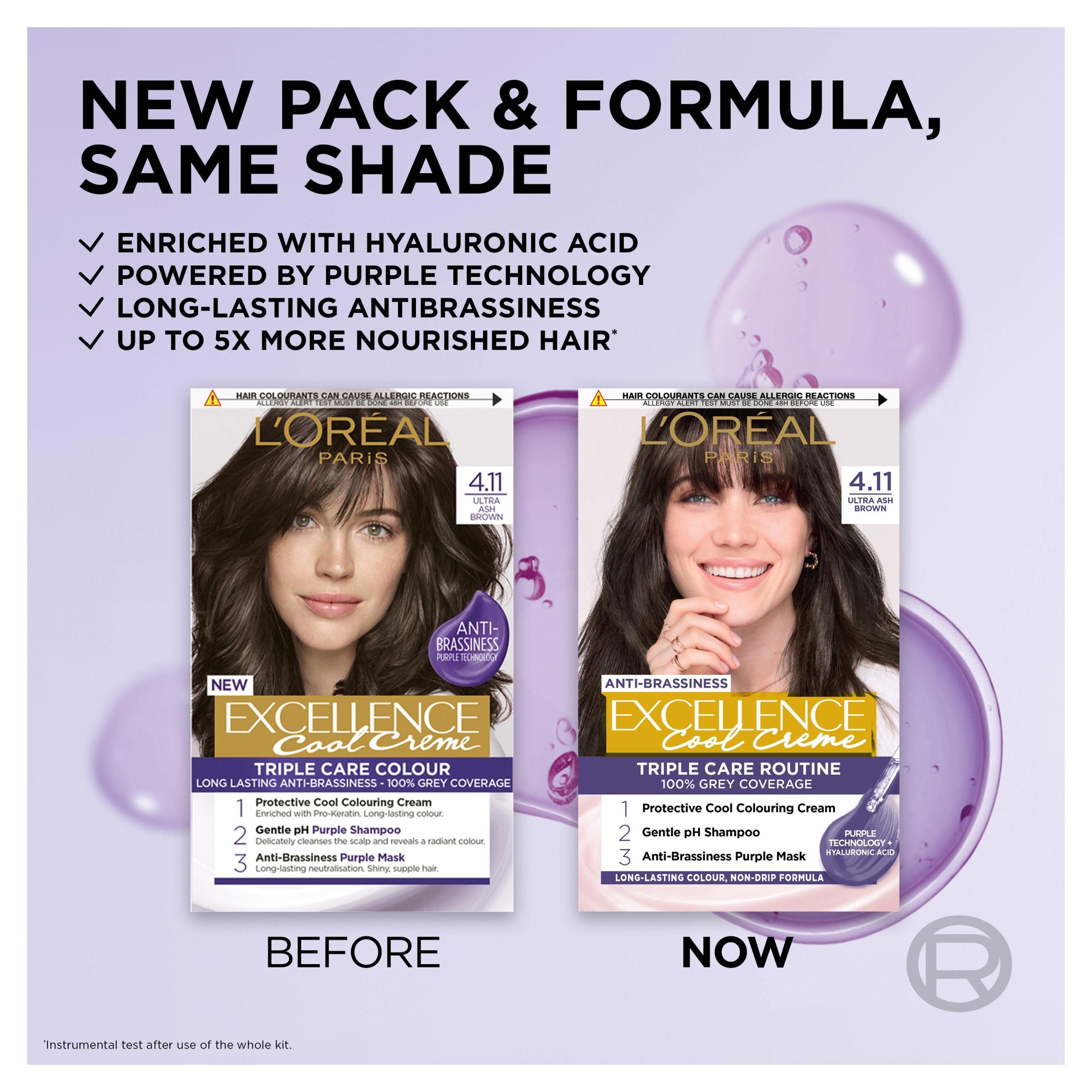 L'Oreal Paris Excellence Core 4.11 Ultra Ash Brown Permanent Hair Dye thumbnail 2