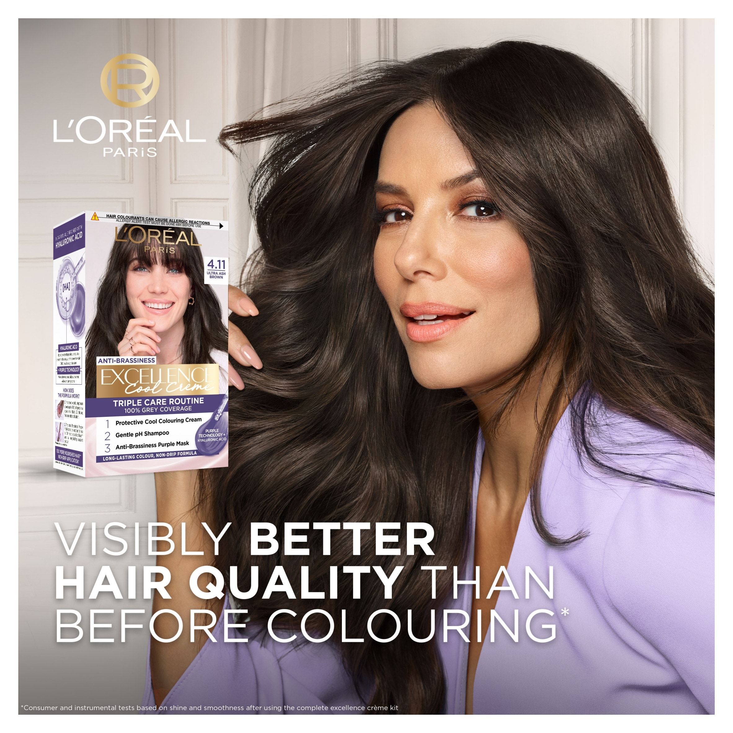 L'Oreal Paris Excellence Core 4.11 Ultra Ash Brown Permanent Hair Dye thumbnail 3