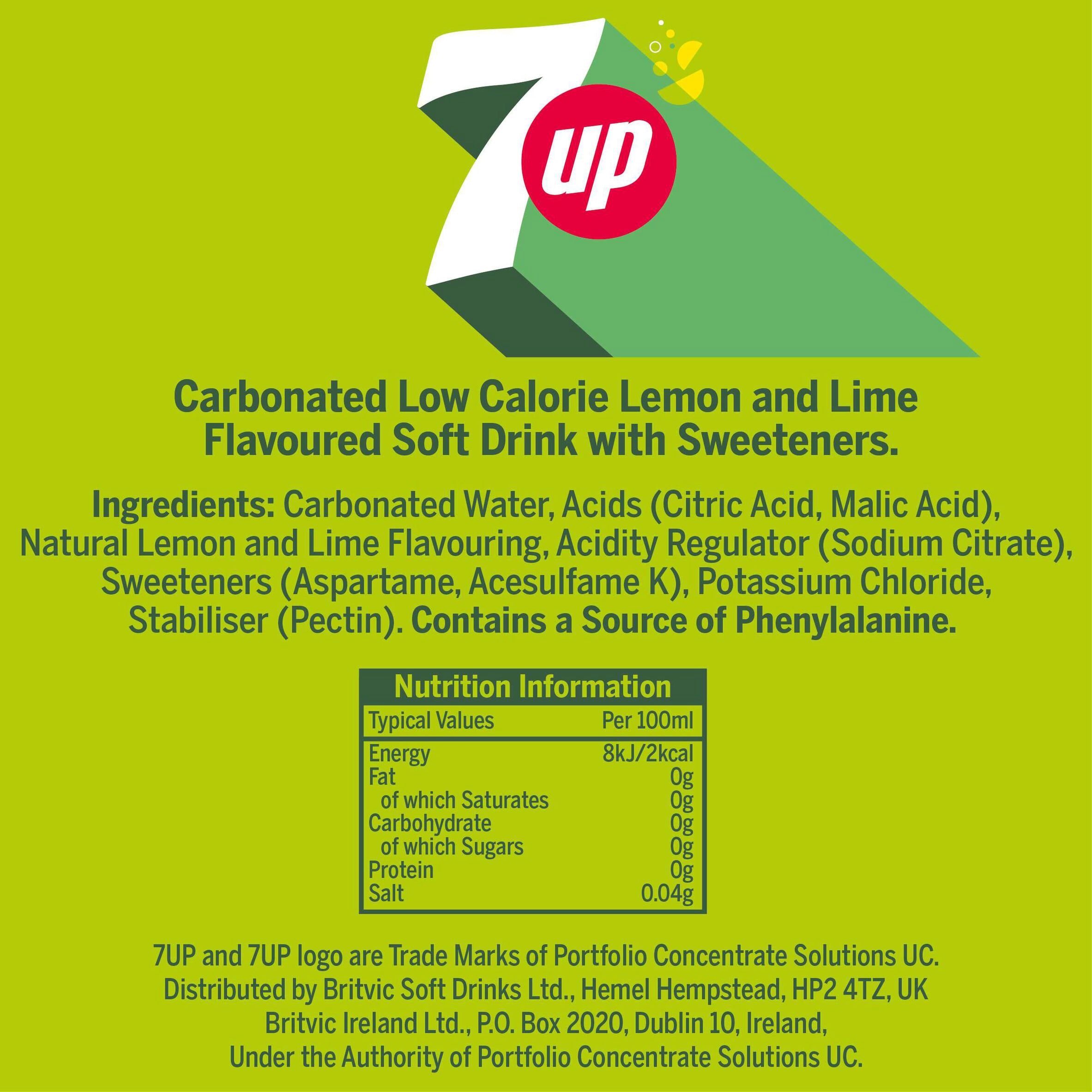 7UP Zero Sugar Lemon & Lime Cans 18 x 330ml thumbnail 2