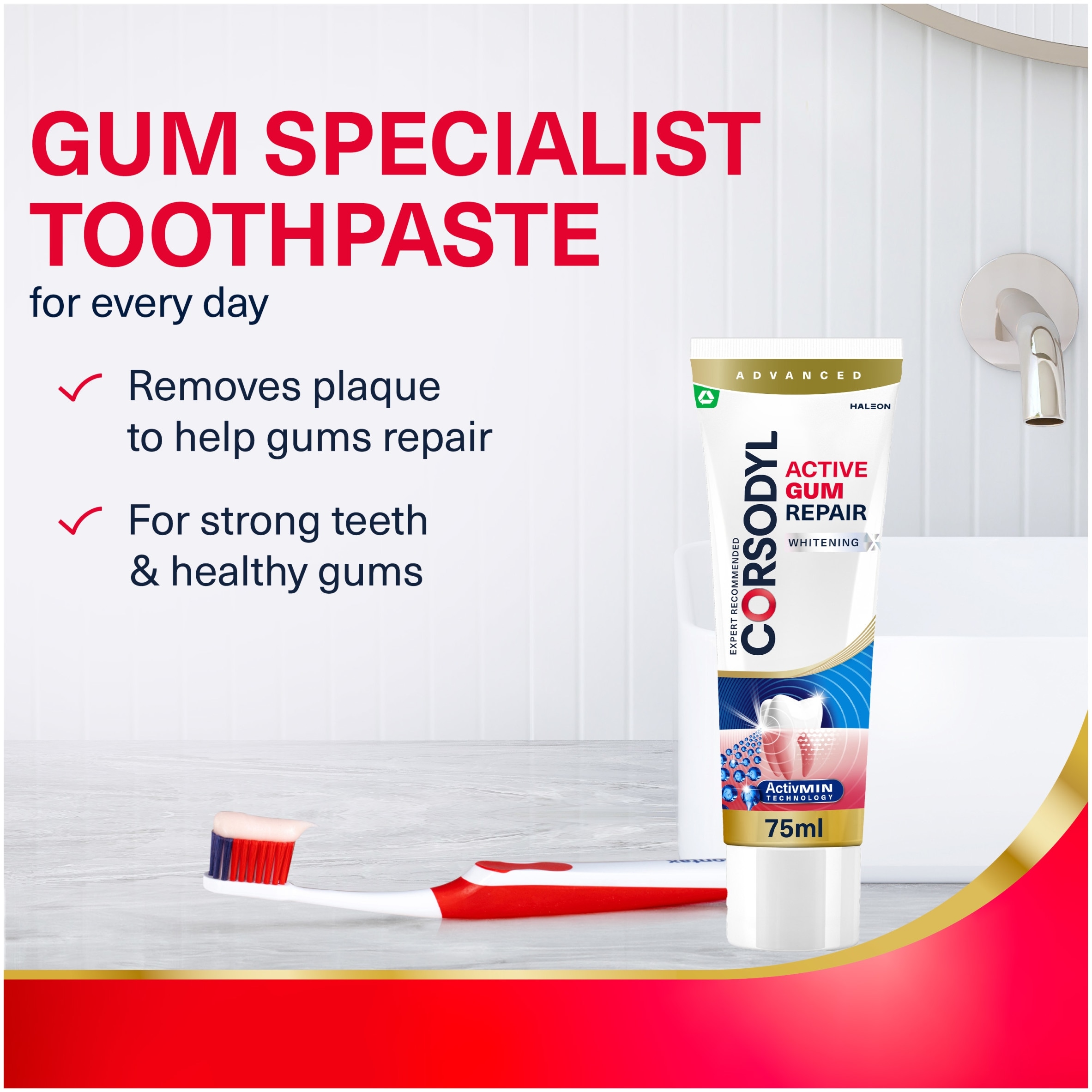 Corsodyl Active Gum Repair Whitening Toothpaste 75Ml thumbnail 4