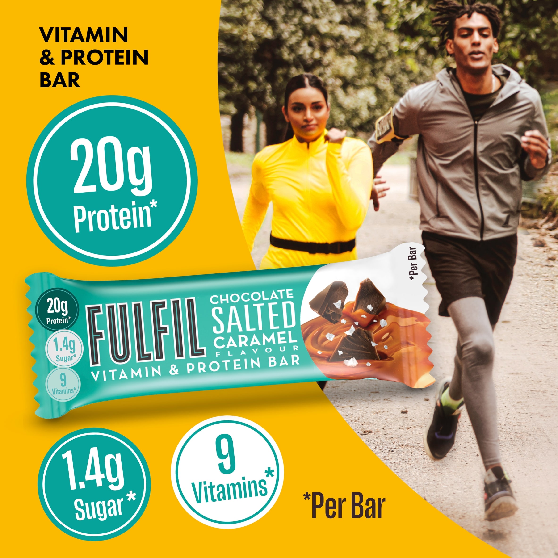Fulfil Vitamin & Protein Bar - Chocolate Salted Caramel 55g thumbnail 2