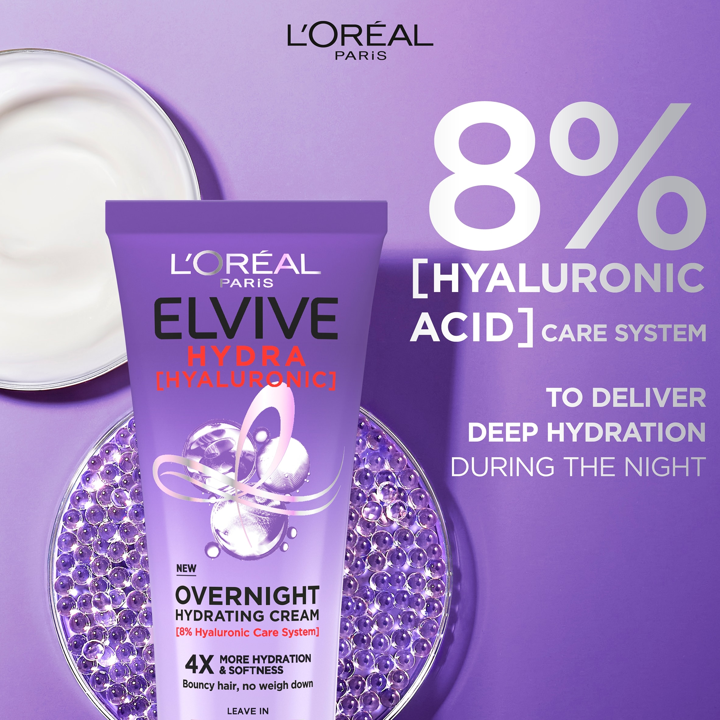 L'Oreal Paris Elvive Hydra Hyaluronic Overnight Hydrating Cream 200ml thumbnail 3