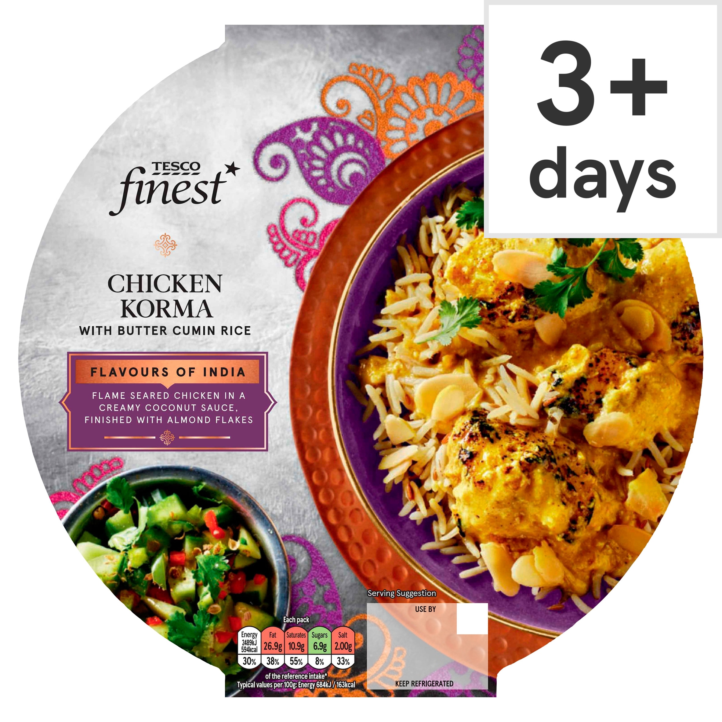 Tesco Finest Chicken Korma with Butter Cumin Rice 400g