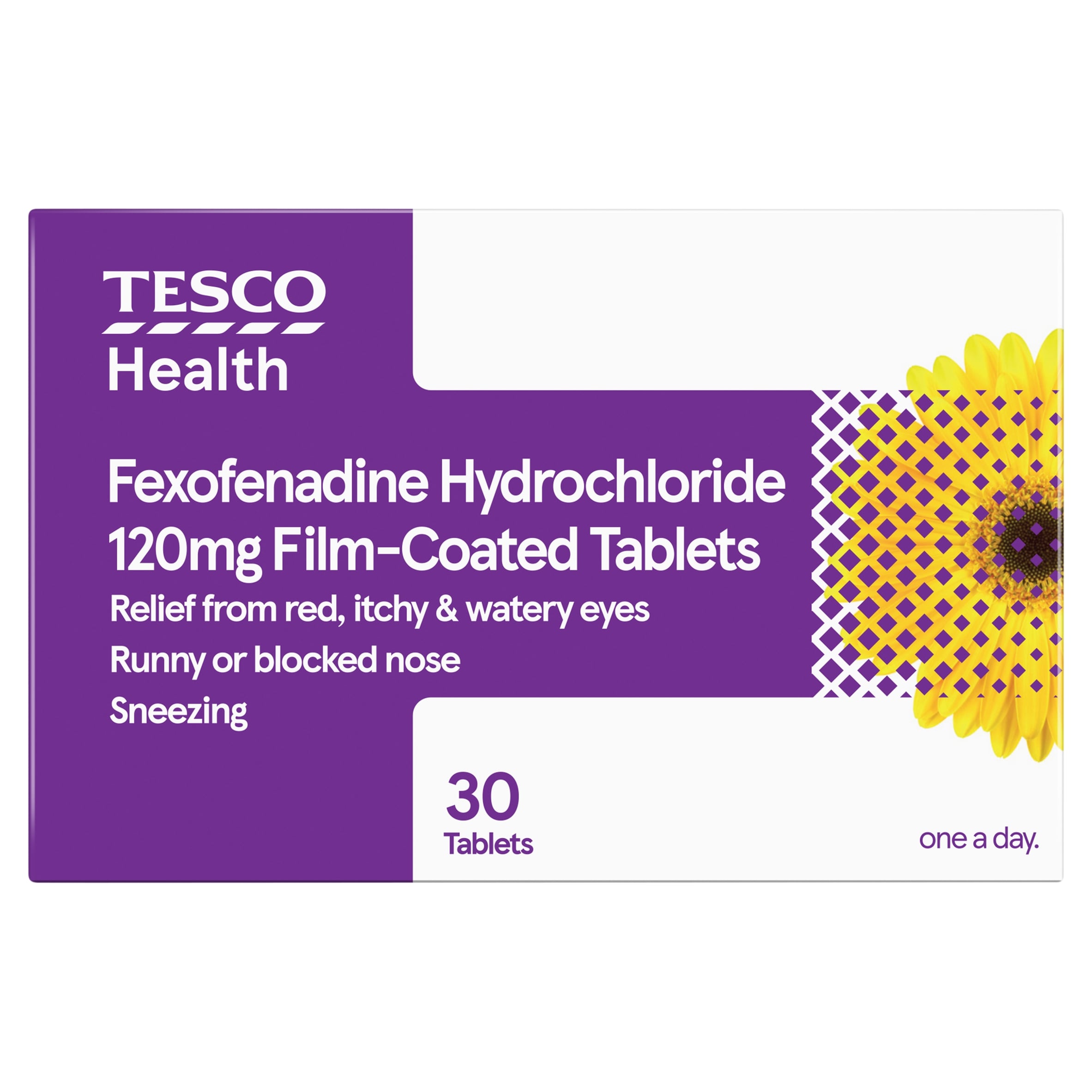 Tesco Health Fexofenadine Hydrochloride 120mg Film Coated 30 Tablets
