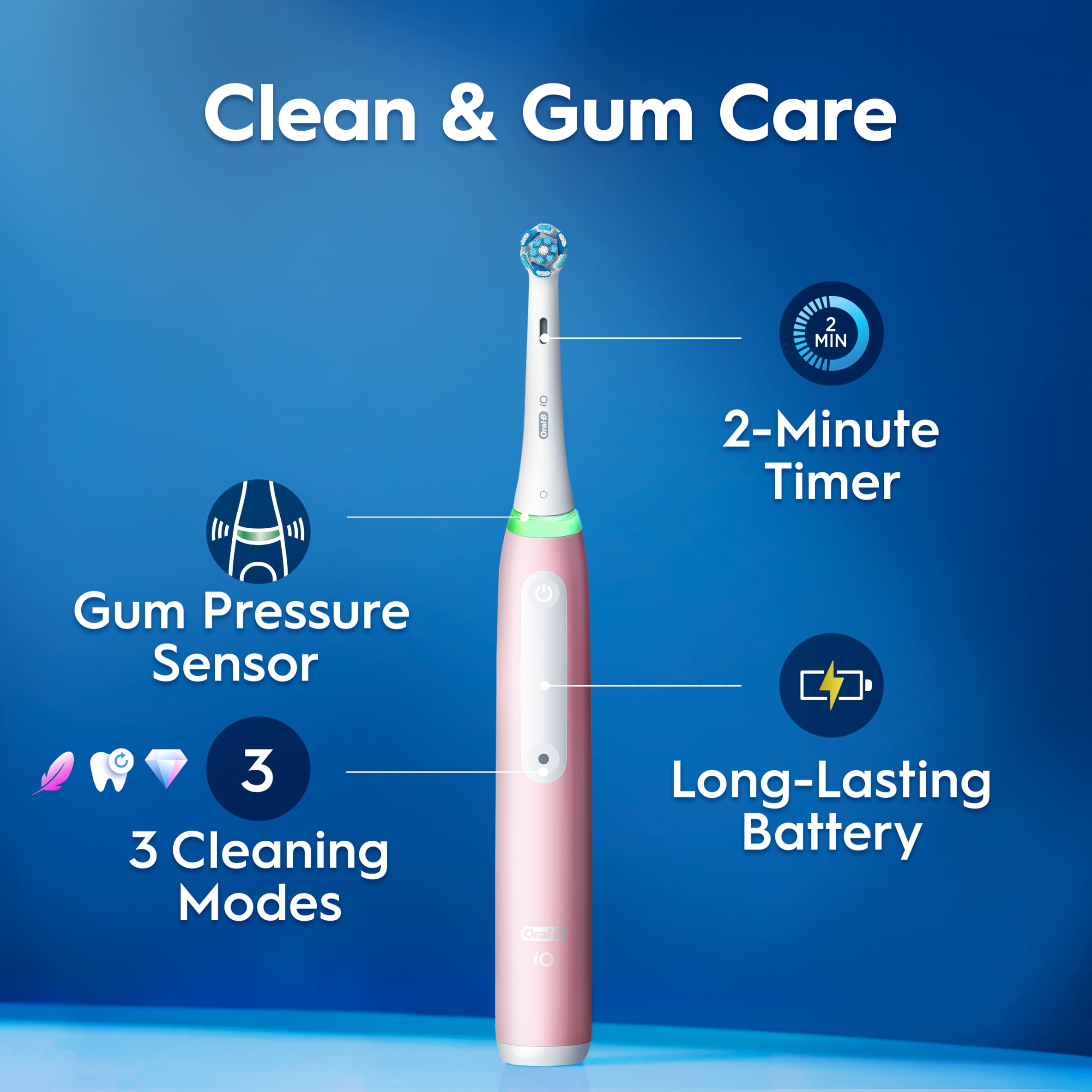 Oral-B Io3 Pink Electric Toothbrush & Travel Case thumbnail 3