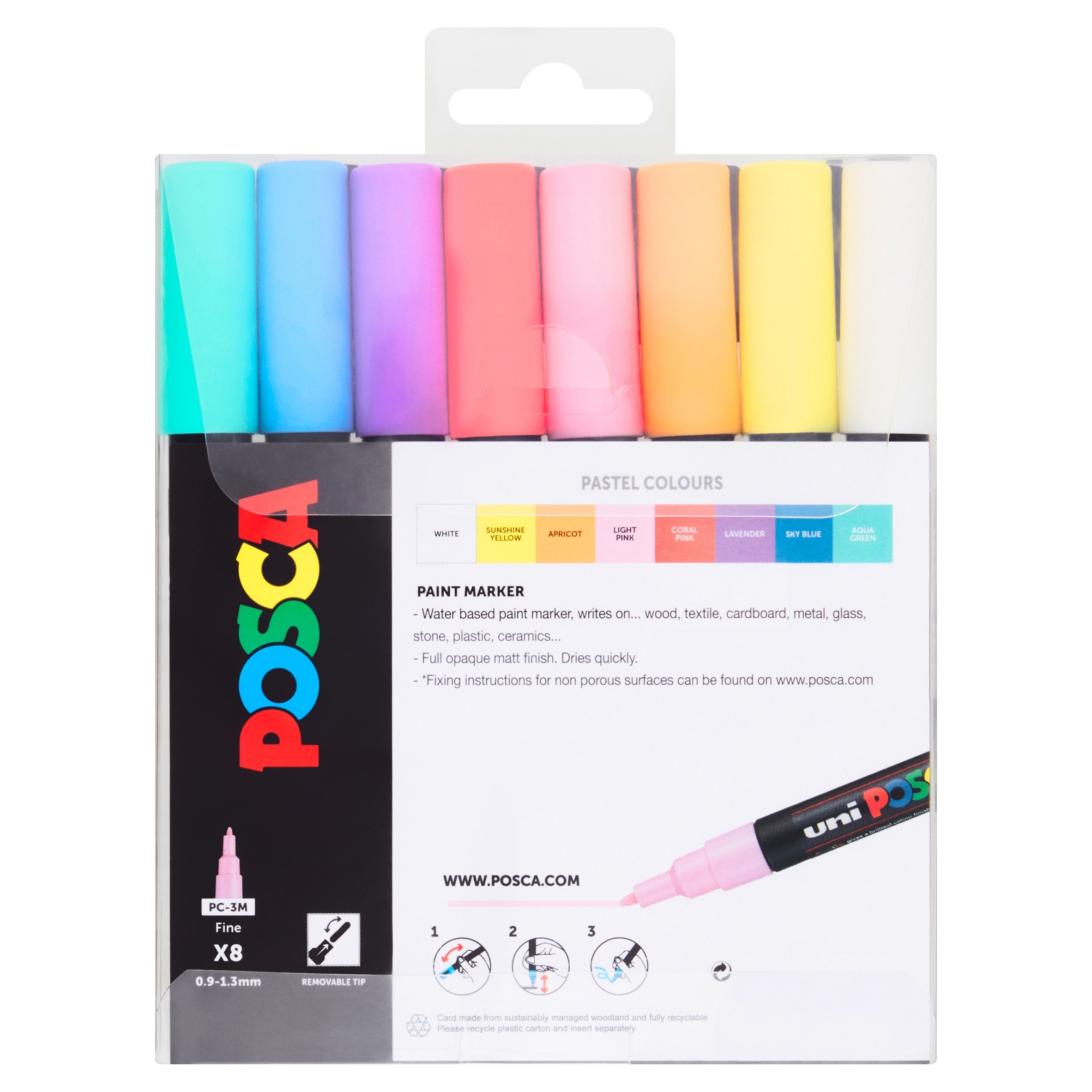 Posca Paint Marker Fine Pastel X8 thumbnail 3