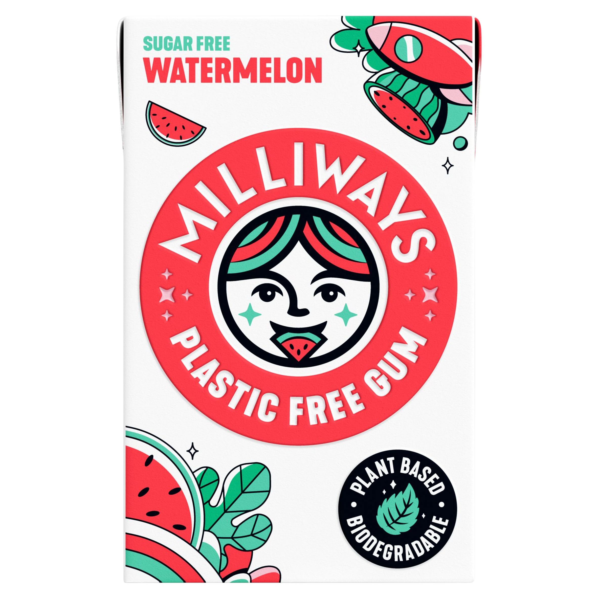 Milliways Watermelon, Plastic Free, Sugar Free Chewing Gum