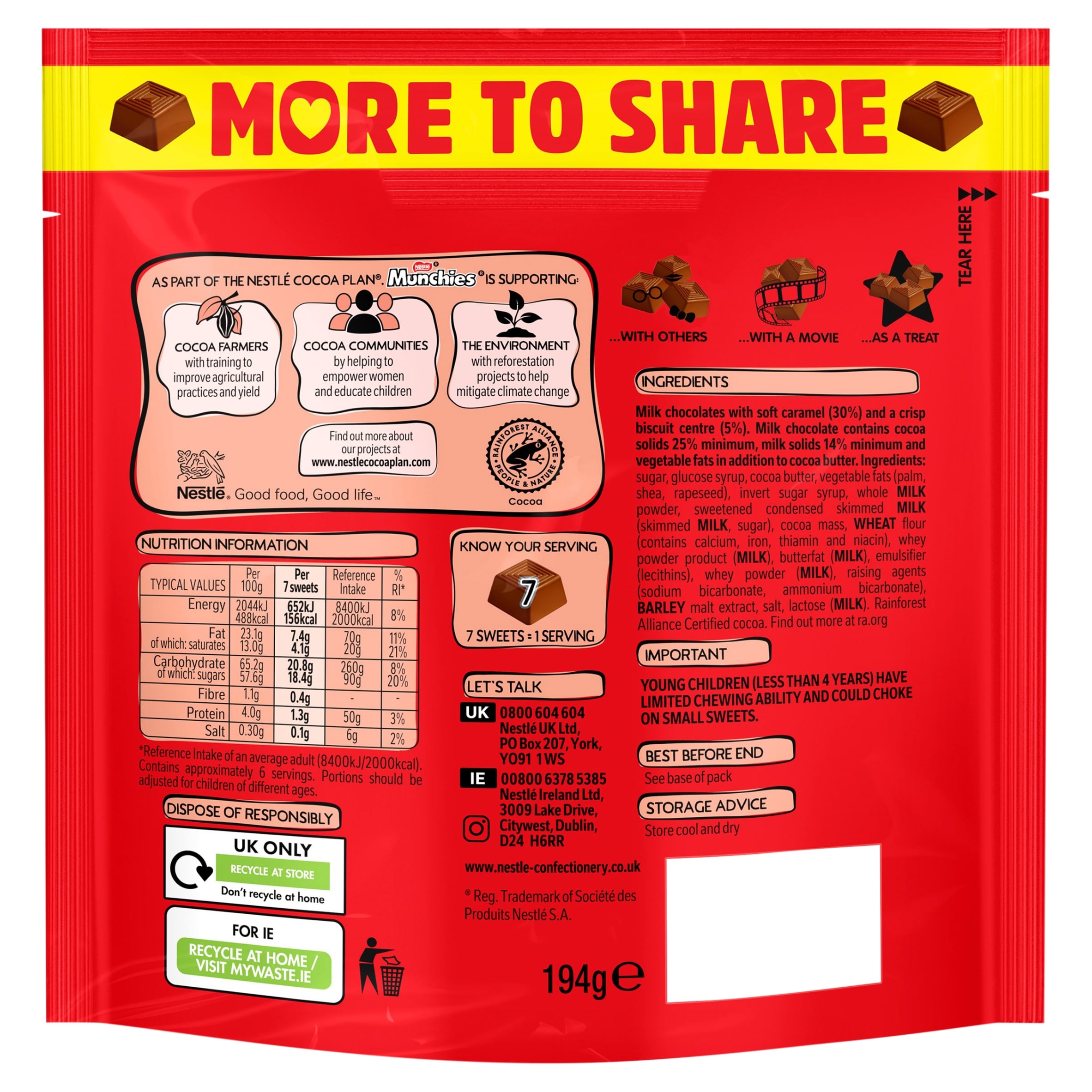 Munchies Milk Chocolate Share Bag 194G thumbnail 3