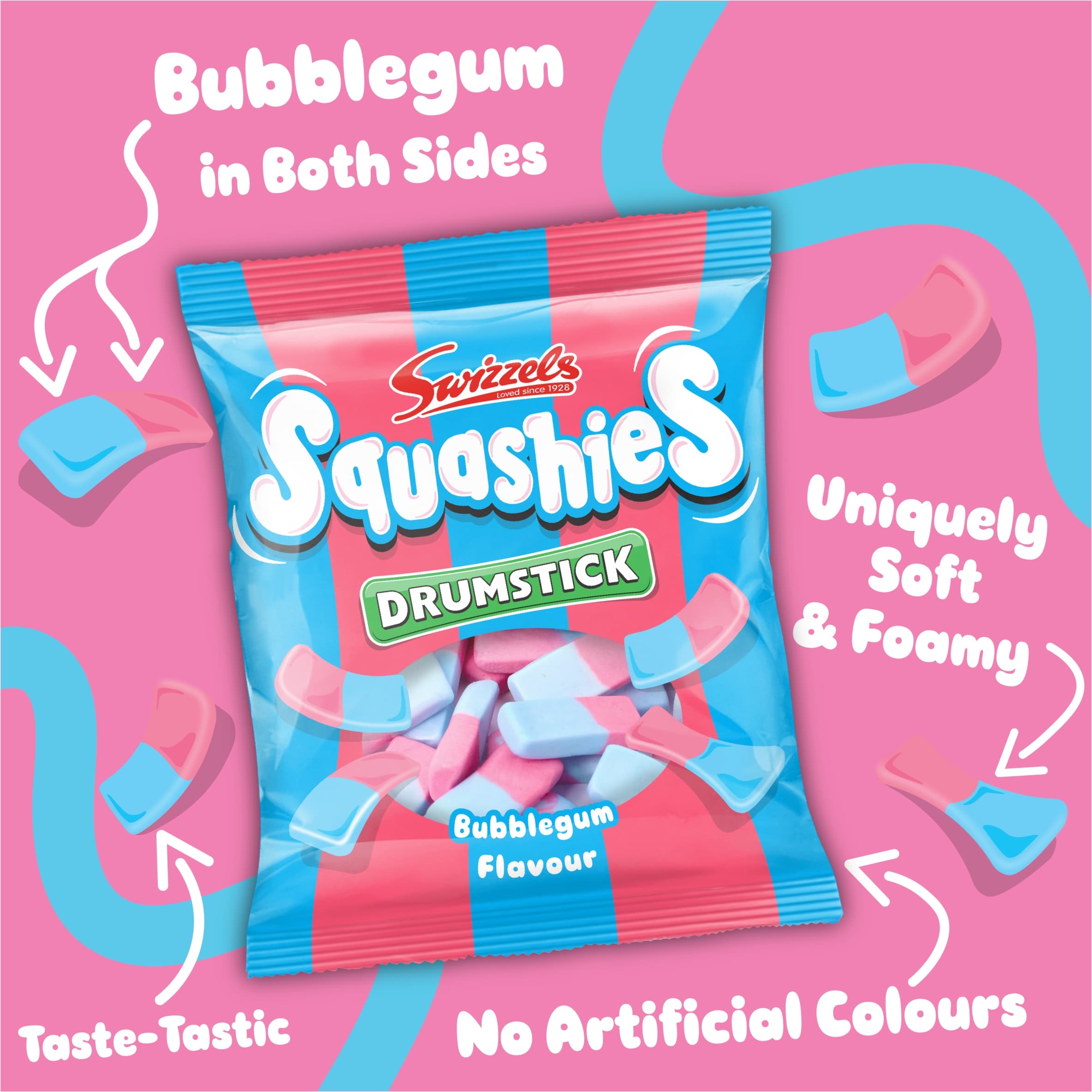 Swizzels Drumstick Squashies Bubblegum Flavour 140g thumbnail 2