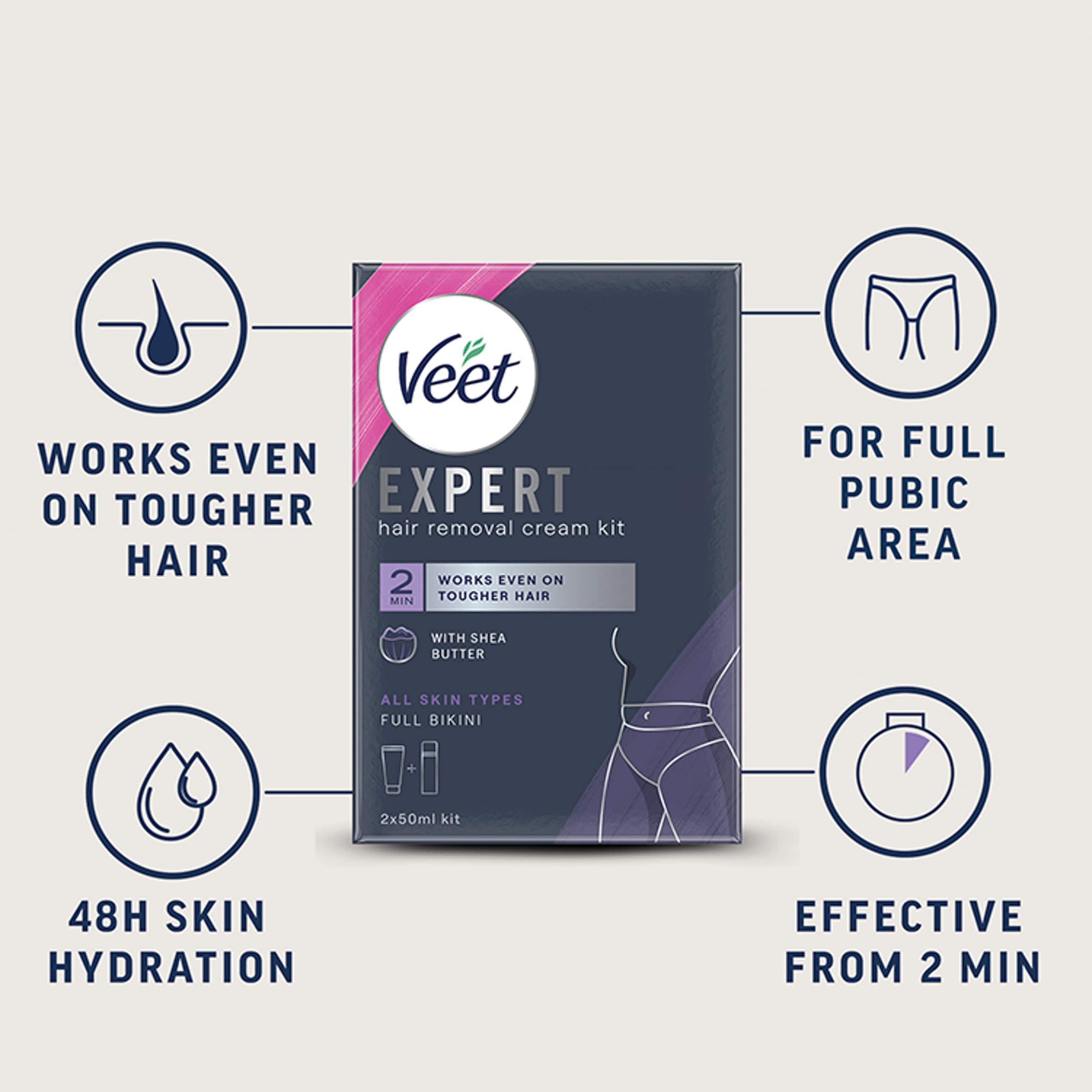 Veet Xprt Bikini Hair Removal Kit 100Ml thumbnail 2